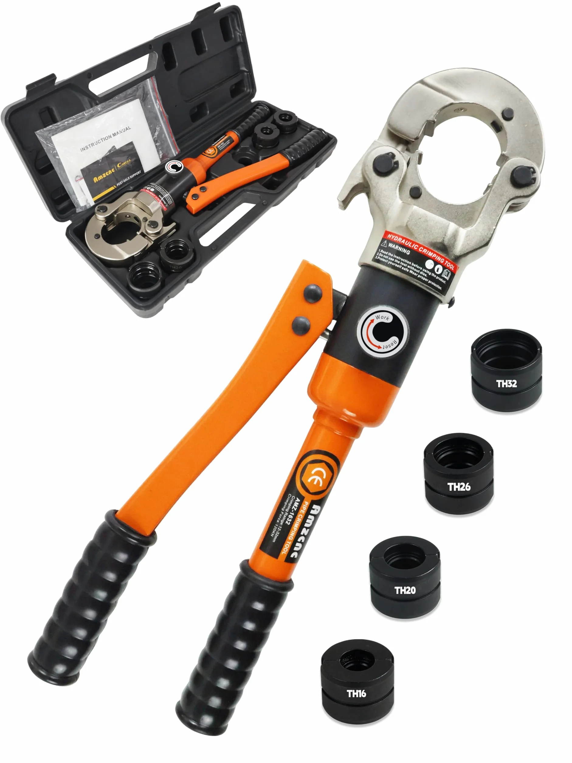Pinza Professionale per Crimpatura Tubi - Set di 4 Mascelle TH16 TH20 TH26 TH32 Adatto per tubi multistrato, tubi in alluminio-plastica e tubi in plastica.