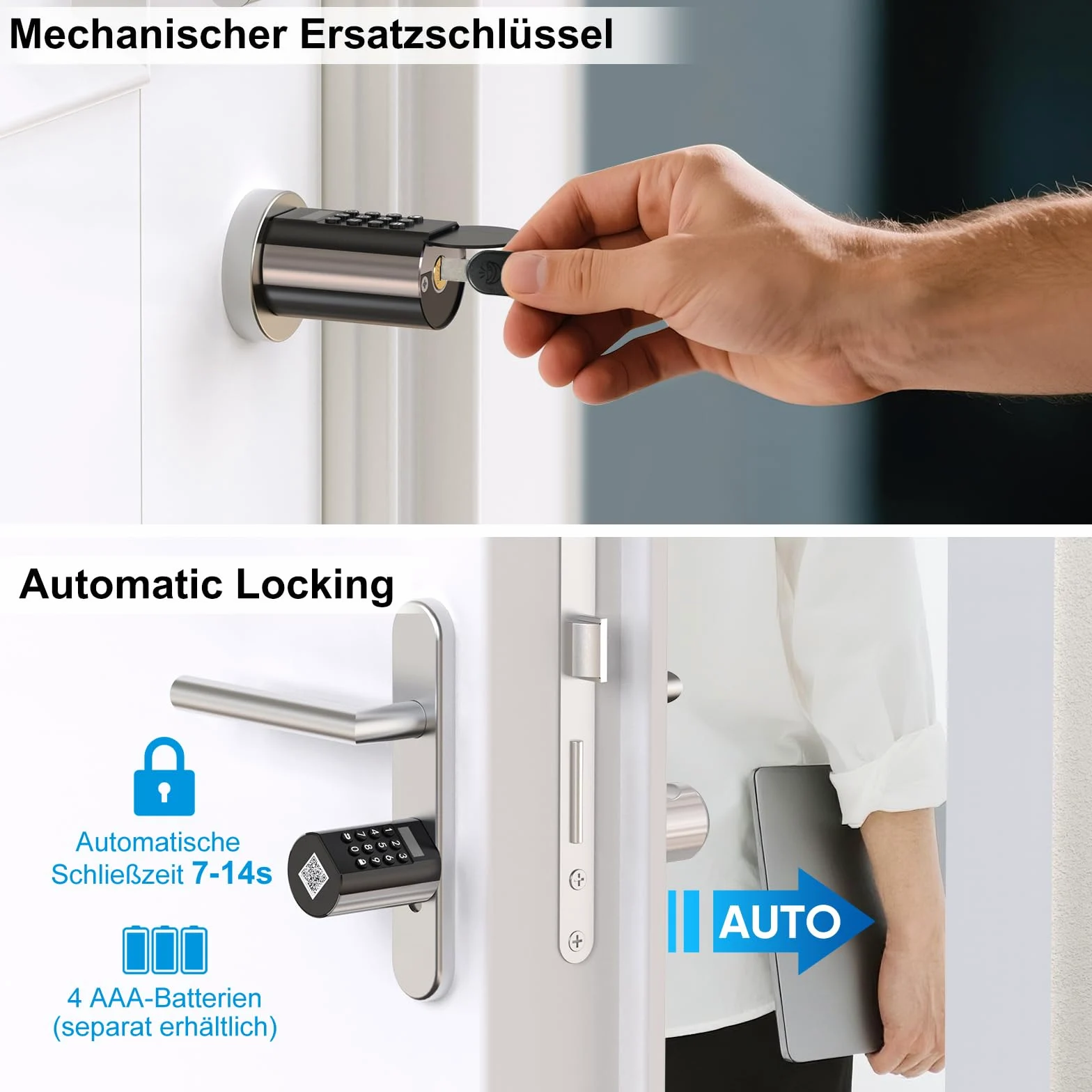 WELOCK Serratura Smart PCB72 con Password,Carte RFID e APP,Serratura Elettronica WiFi,serratura porta blindata livello di impermeabilità IP65,Cilindro 65x30 per porte da 65 a 130mm,Smart lock