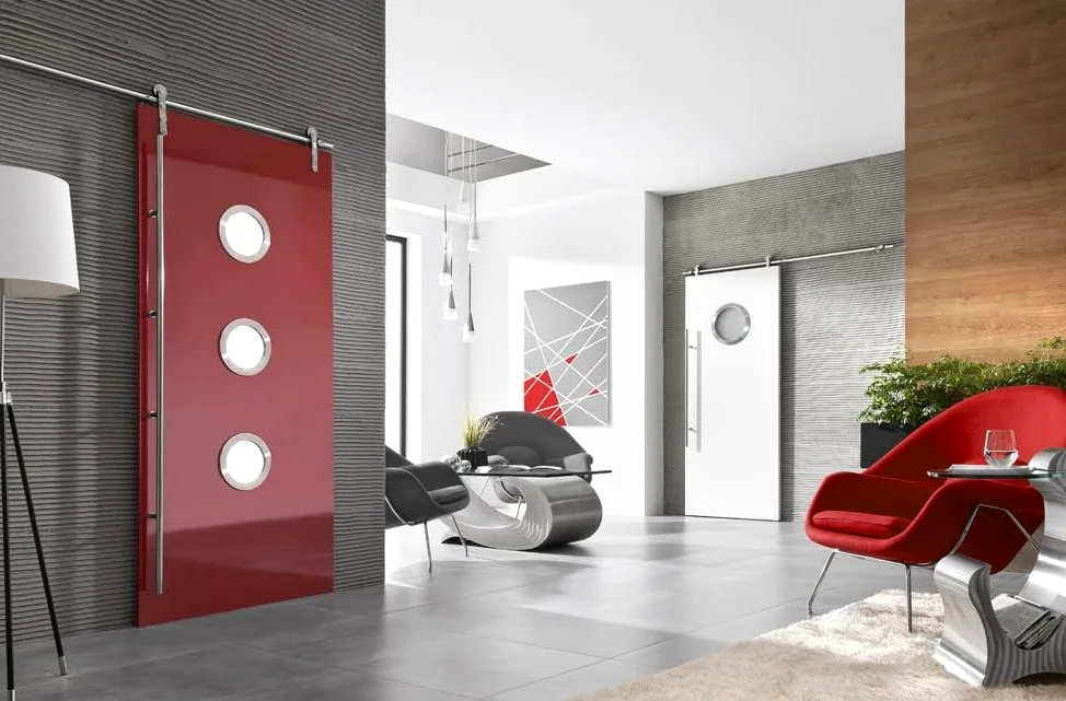 MLS Oblò B4000, Oblò per Porte, in Acciaio Inox, Vetro di Sicurezza, Adatto ha Porte di Spessore 40 mm, Viti di Fissaggio Visibili su Entrambi i Lati, Diametro 400 mm, Vetro Trasparente