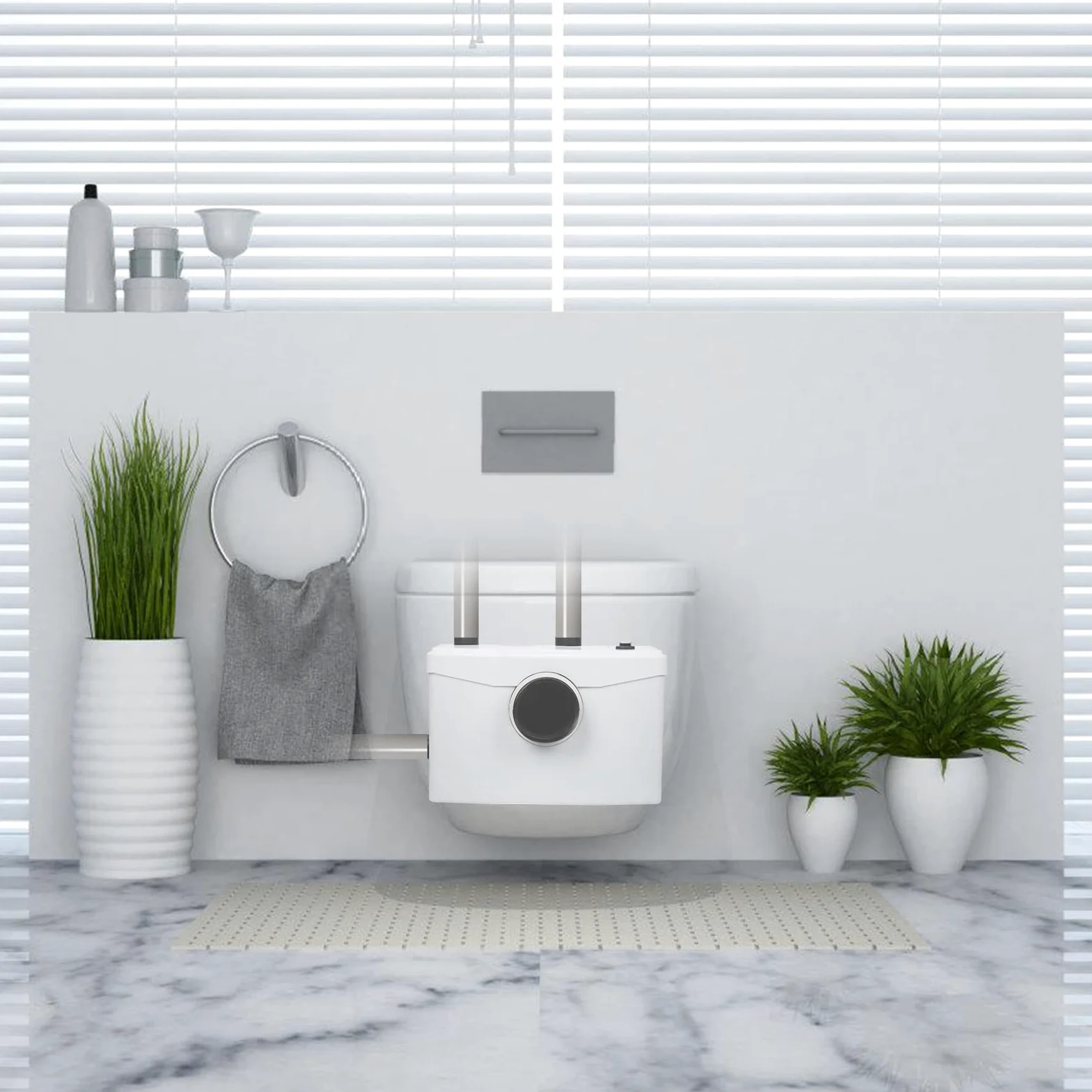 Fiqops Pompa di Sollevamento per Lavatrice, 700W 190 L/min, Pompa per Acque Reflue con 4 Ingressi, Pompa Domestica per Doccia, Vasca da Bagno, Lavandino, Lavatrice, Lavastoviglie