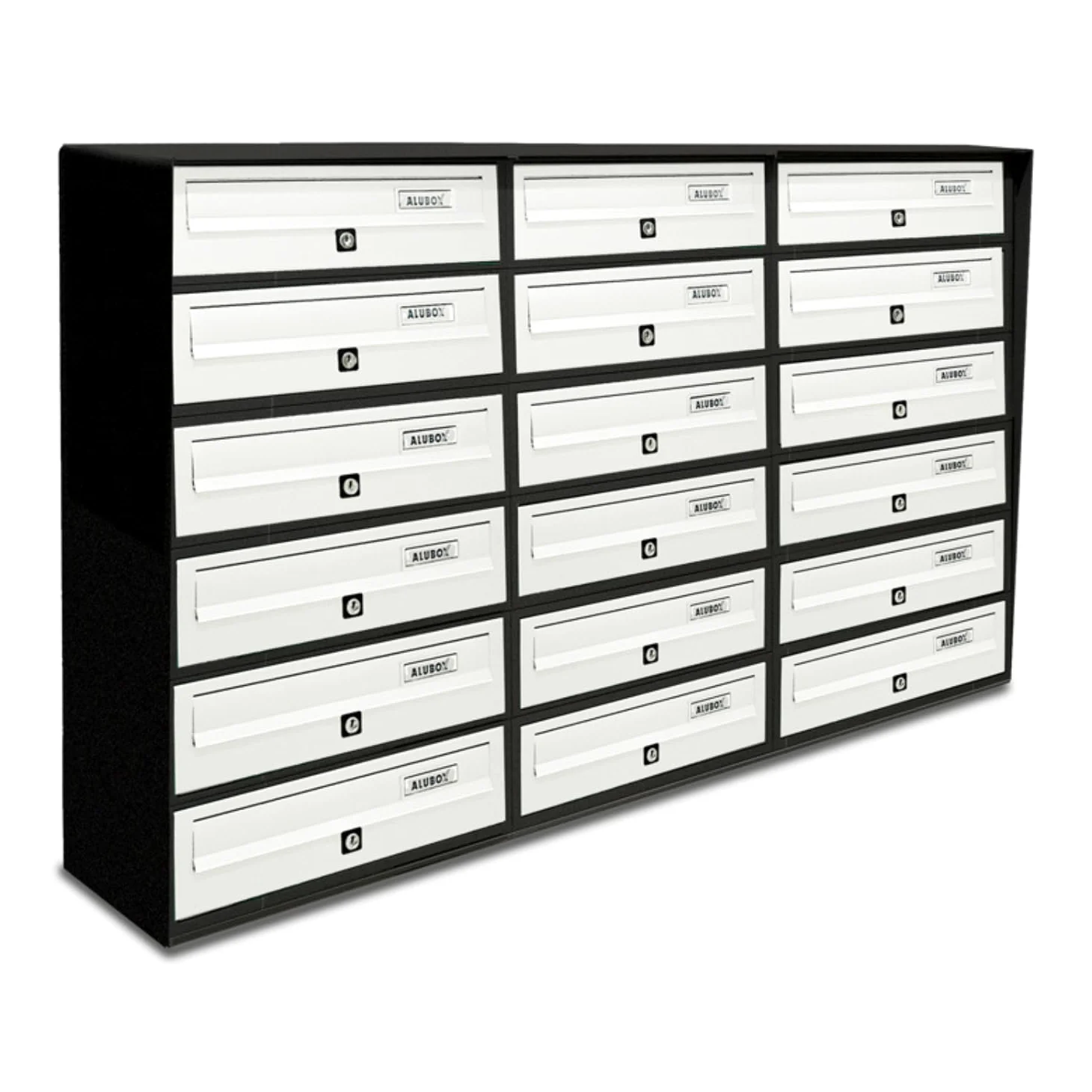ALUBOX SLIM Cassette Postali Condominiali 18 Posti 75X116X30 Cm In Lamiera Zincata E Alluminio Cassetta Postale Da Esterno Condominiale Sistema Anti Prelievo Resistente All'Acqua (ANTRACITE BIANCO)