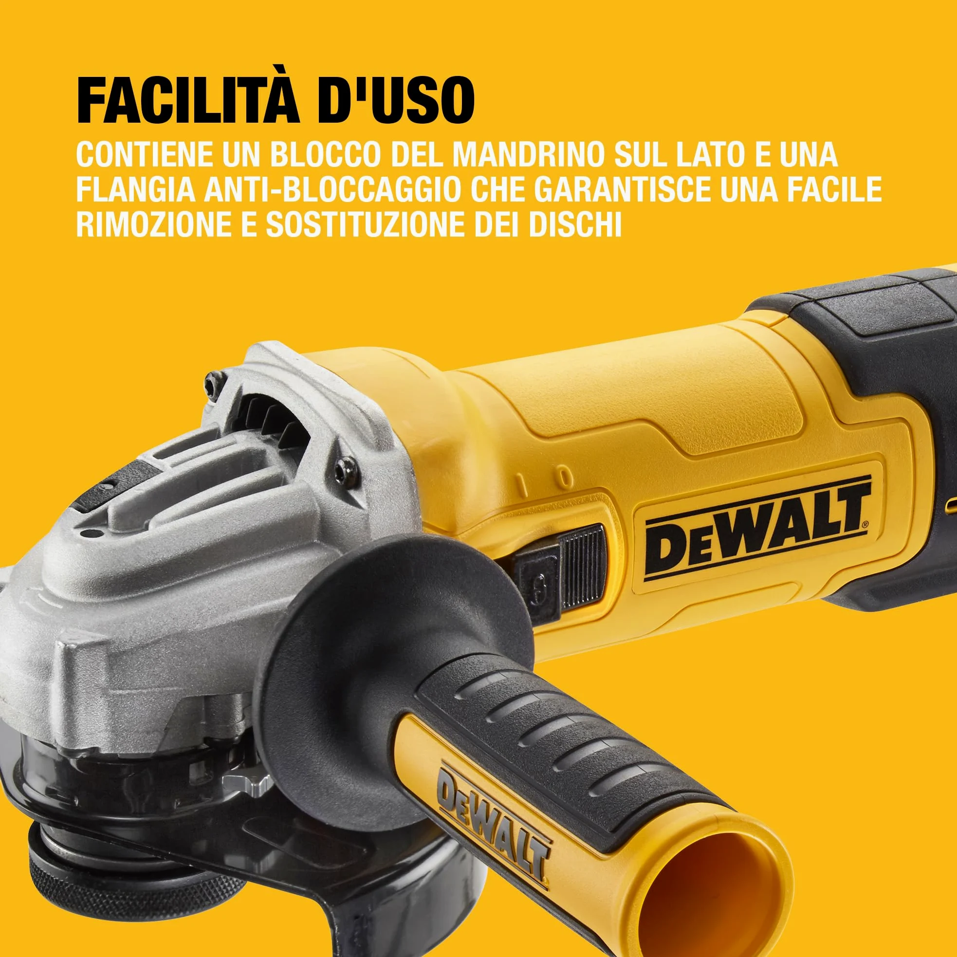 DEWALT 1500W 125mm Smerigliatrice Angolare a Velocità Variabile con Interruttore No-Volt - Kit di Levigatura, DWE4257KT-QS