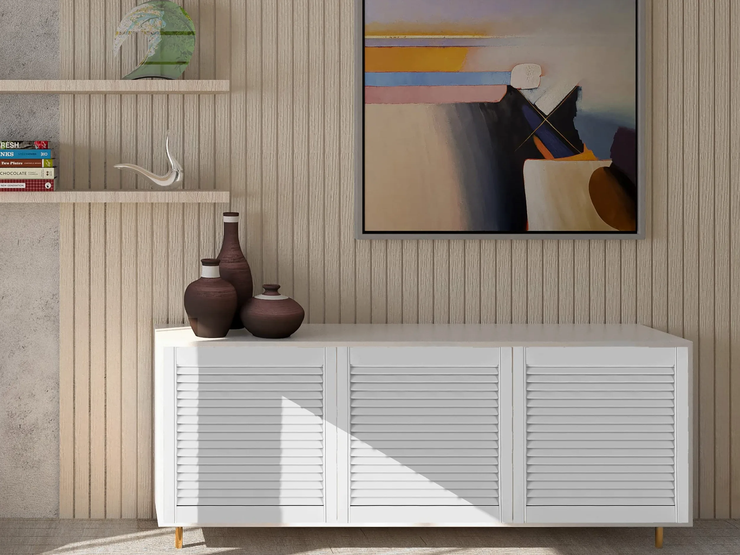 DecoMeister Porte a Lamelle in Legno 394x606 mm Confezione da 2 - Porta Lamella Pino Massiccio - Anta per Armadio a Persiana Aperta - Frontali Mobili e Antine per Guardaroba - Preverniciato Bianco