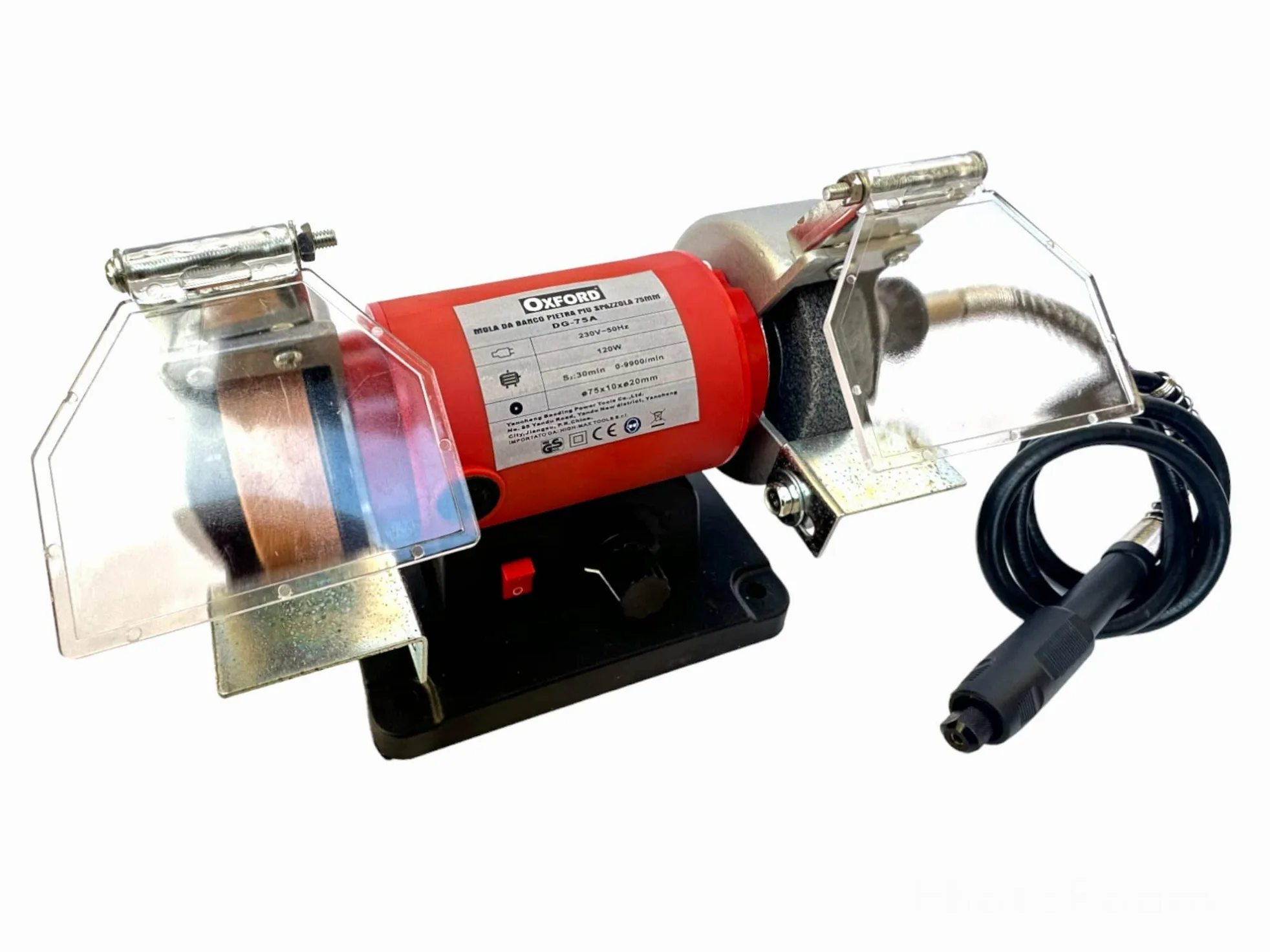 Smerigliatrice da Banco Multifunzione 120W Mini Mola da Banco 75mm Include Mini Trapano Albero Flessibile con Velocità Regolabile