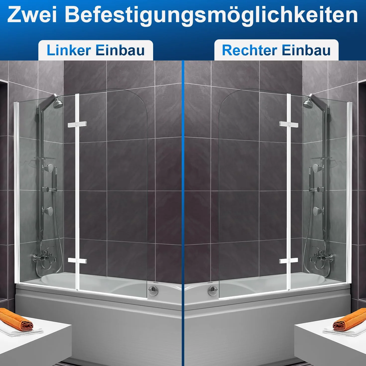 Parete per vasca da bagno, 100x140 cm 2 pezzi Pieghevole Parete doccia per vasca da bagno, vetro di sicurezza ESG da 6 mm, Parete vasca da bagno argento trasparente, Parete vasca in vetro con