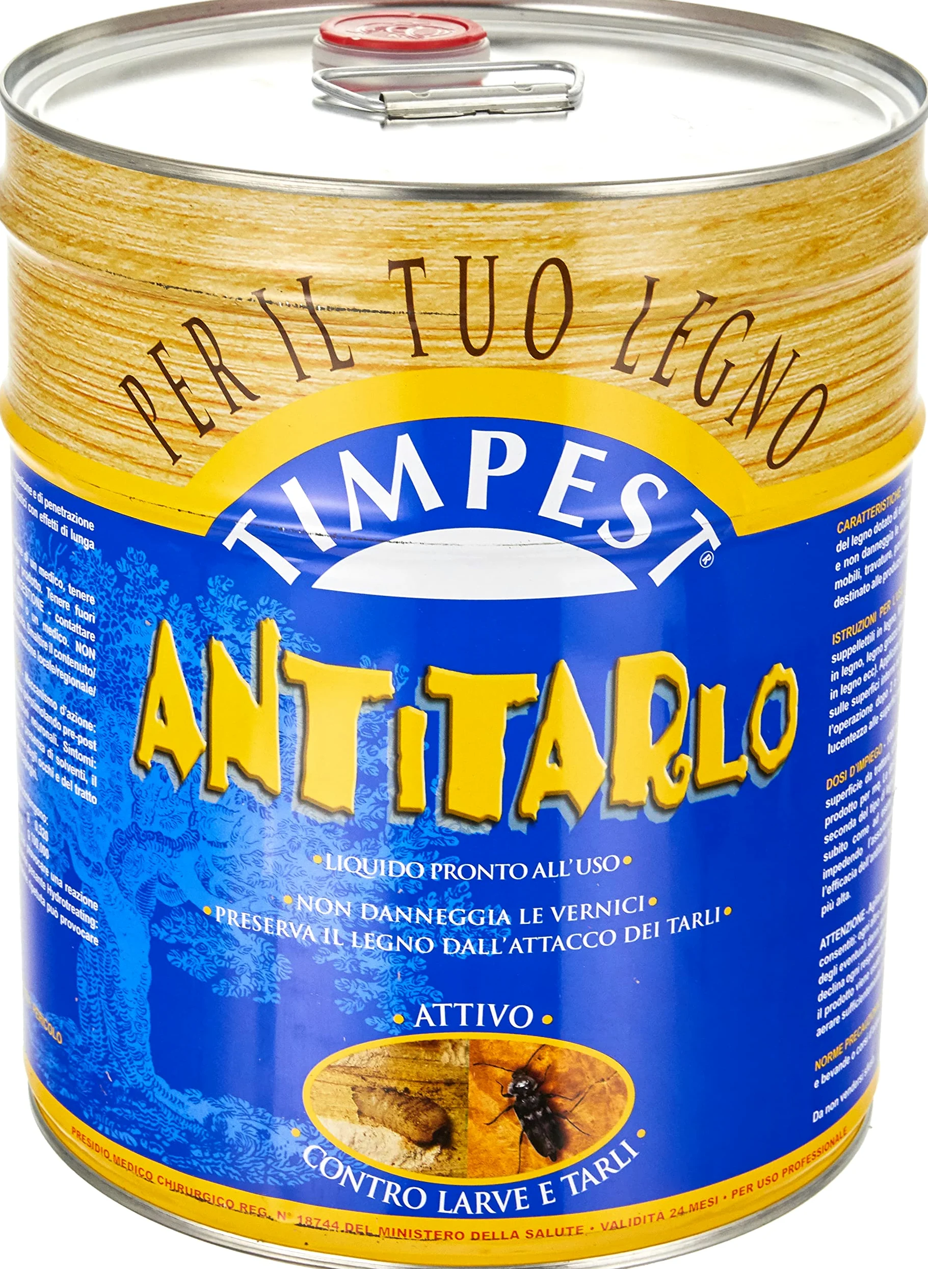 ANTITARLO LT. 10 - base solvente attivo contro tarli, larve, termiti e parassiti del legno - liquido pronto all'uso