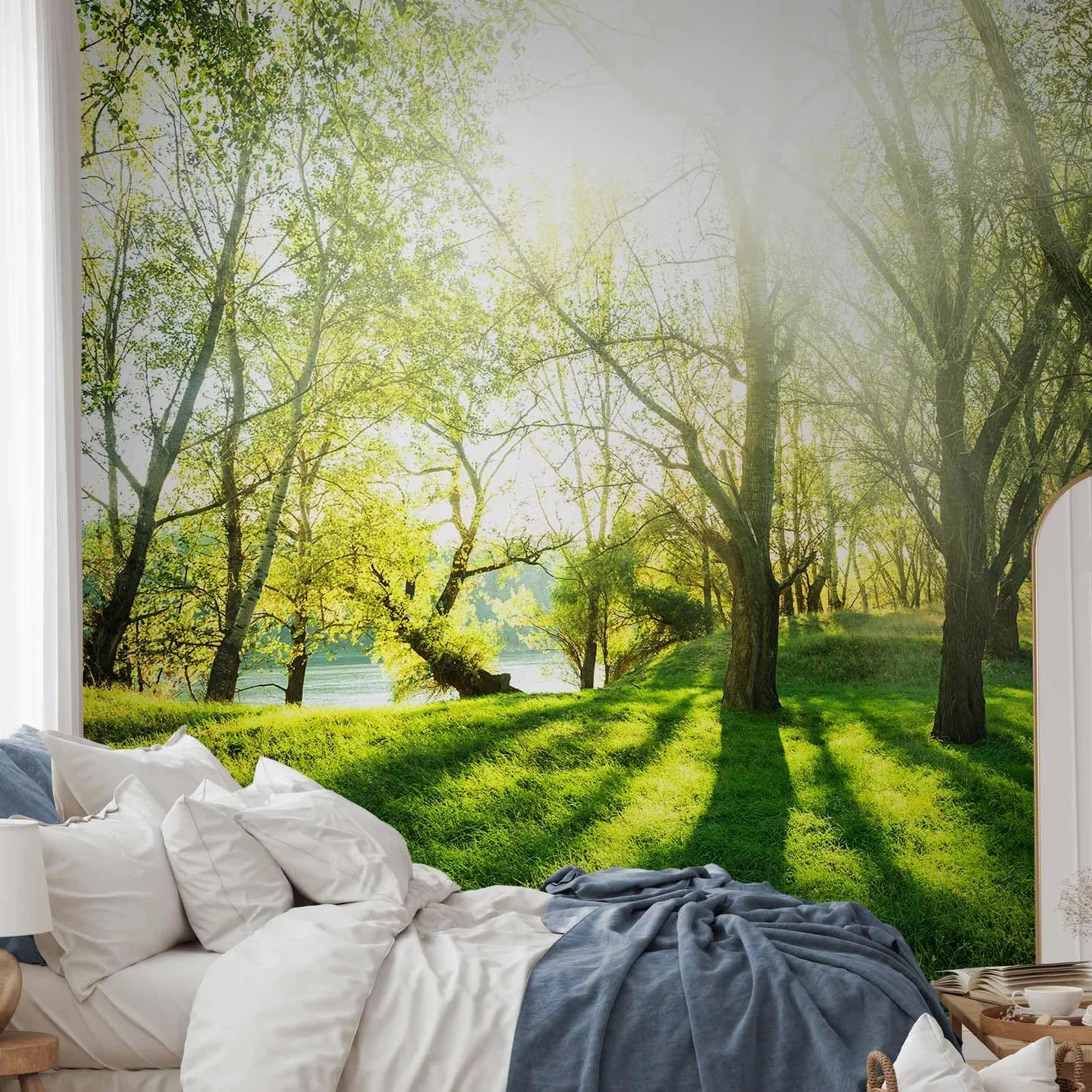 murando - Carta da Parati Adesiva Foresta Bosco 441x315 cm Fotomurali Adesivi Murali Rivestimento Parete Moderna per Pareti Adesiva Muro Decorativo Fotomurale Soggiorno - Nature Paesaggio verde