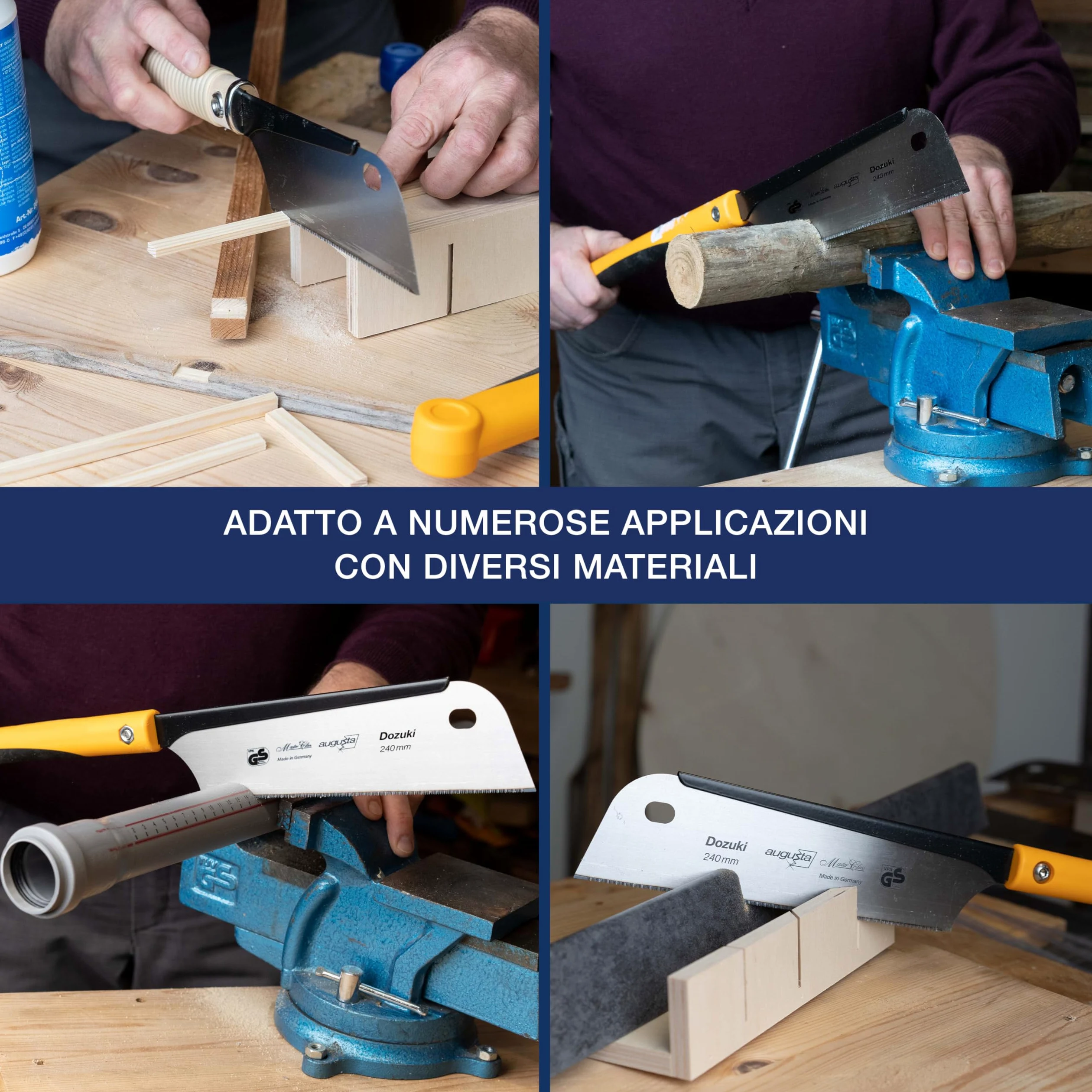 Sega giapponese Augusta-Heckenrose Dozuki - sega tradizionale con robusto dorso in acciaio e impugnatura comfort 2K - taglio diamantato su tre lati - dentatura speciale per tagli fini nel legno