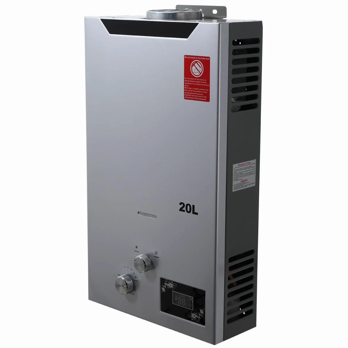 Scaldabagno a Gas GPL 20L, Scaldabagno Istantaneo a Propano, 40KW a Parete senza Serbatoio Scaldacqua Istantaneo Senza Serbatoio con Kit Doccia, Funziona a Bassa Pressione dellAcqua