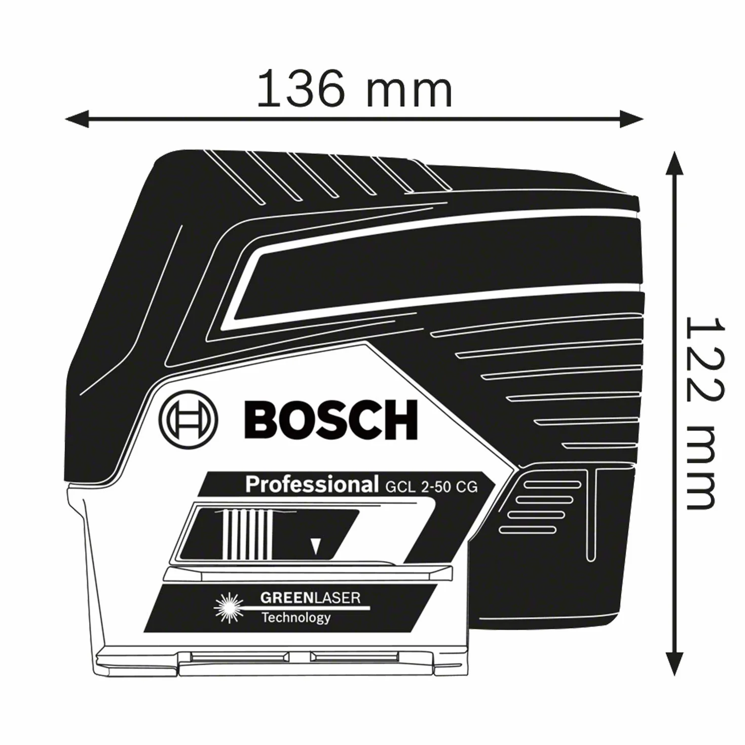 Bosch Professional 12V System Livella Laser GCL 2-50 CG (batteria 12 V, laser verde, da interno, con app, supporto, raggio d'azione visibile: fino a 20 m, in L-BOXX)