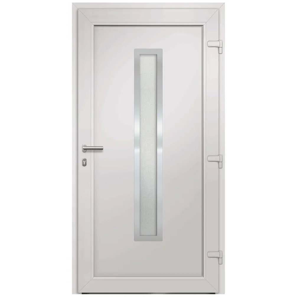 Gecheer Porta di Ingresso,Porta d'ingresso,Porta Esterna in PVC,Porta in PVC per Negozio, Balcone, casa,Portoncino Ingresso Esterno,Portone blindato,Bianca 98x190 cm