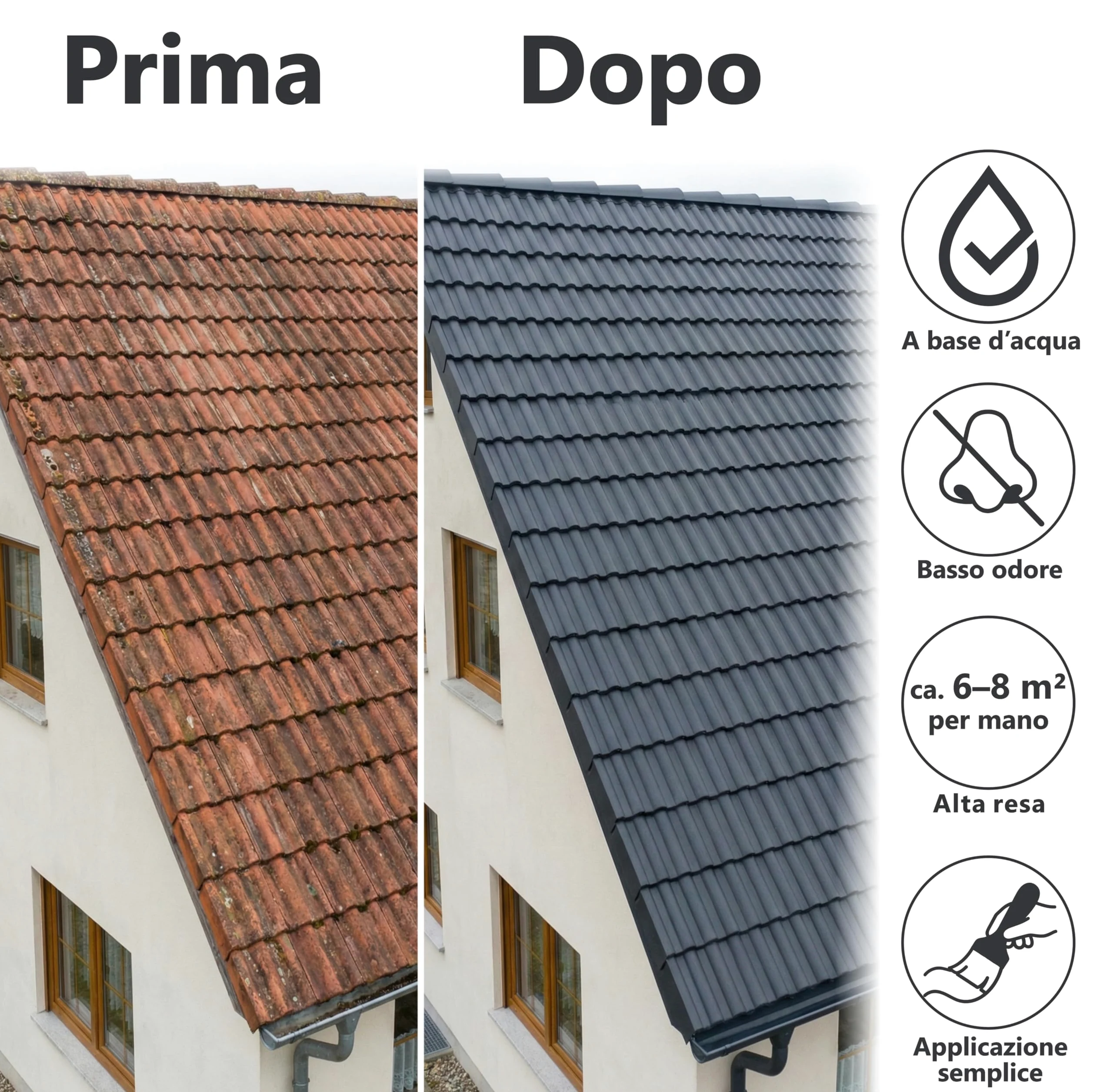 Vernice per tetto Pittura Manto di Copertura W510 Grigio antracite simile RAL 7016-20L