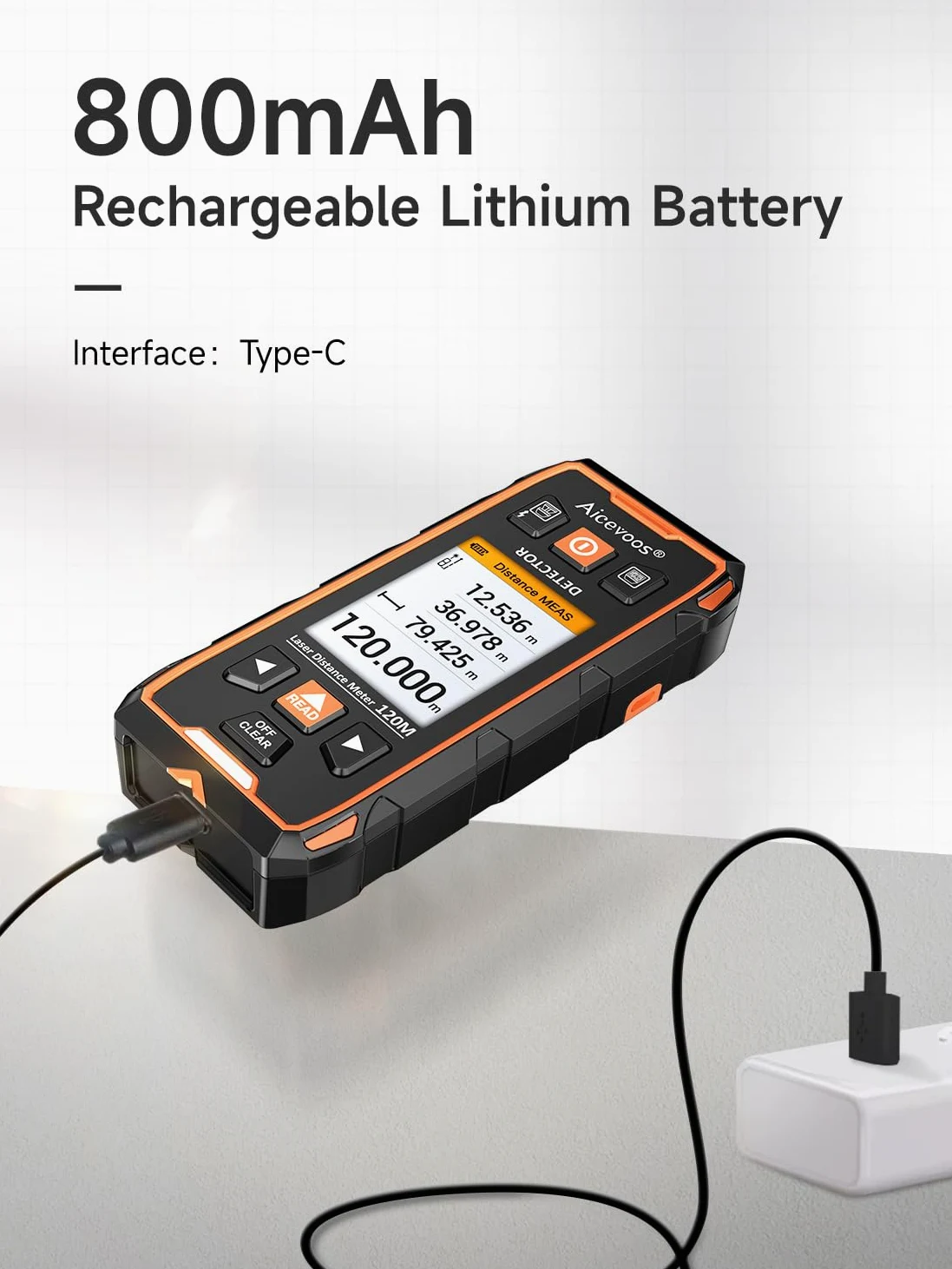 Rilevatore,120m Metro Laser 2 In 1, Scanner da Parete, Misuratore Laser, Rilevatore Tubi Metallici con Display LCD per Rilevare Metallo, Legno, Cavi Nel Muro e Magnetico O Non Magnetico