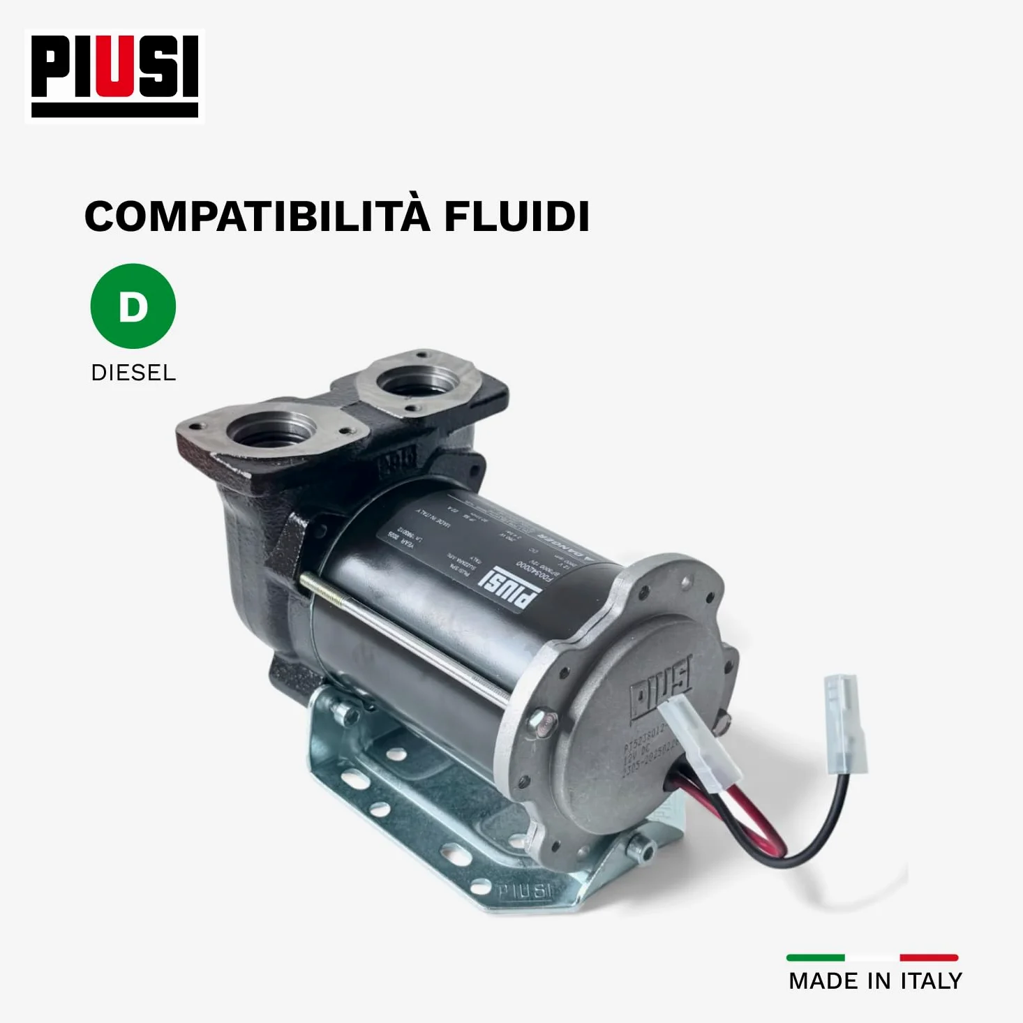 PIUSI Pompa Travaso Gasolio Autoadescante Elettrica - 50 L/min 12V, Per Batteria, Attacco Flangiato | BP3000 (F00342000)