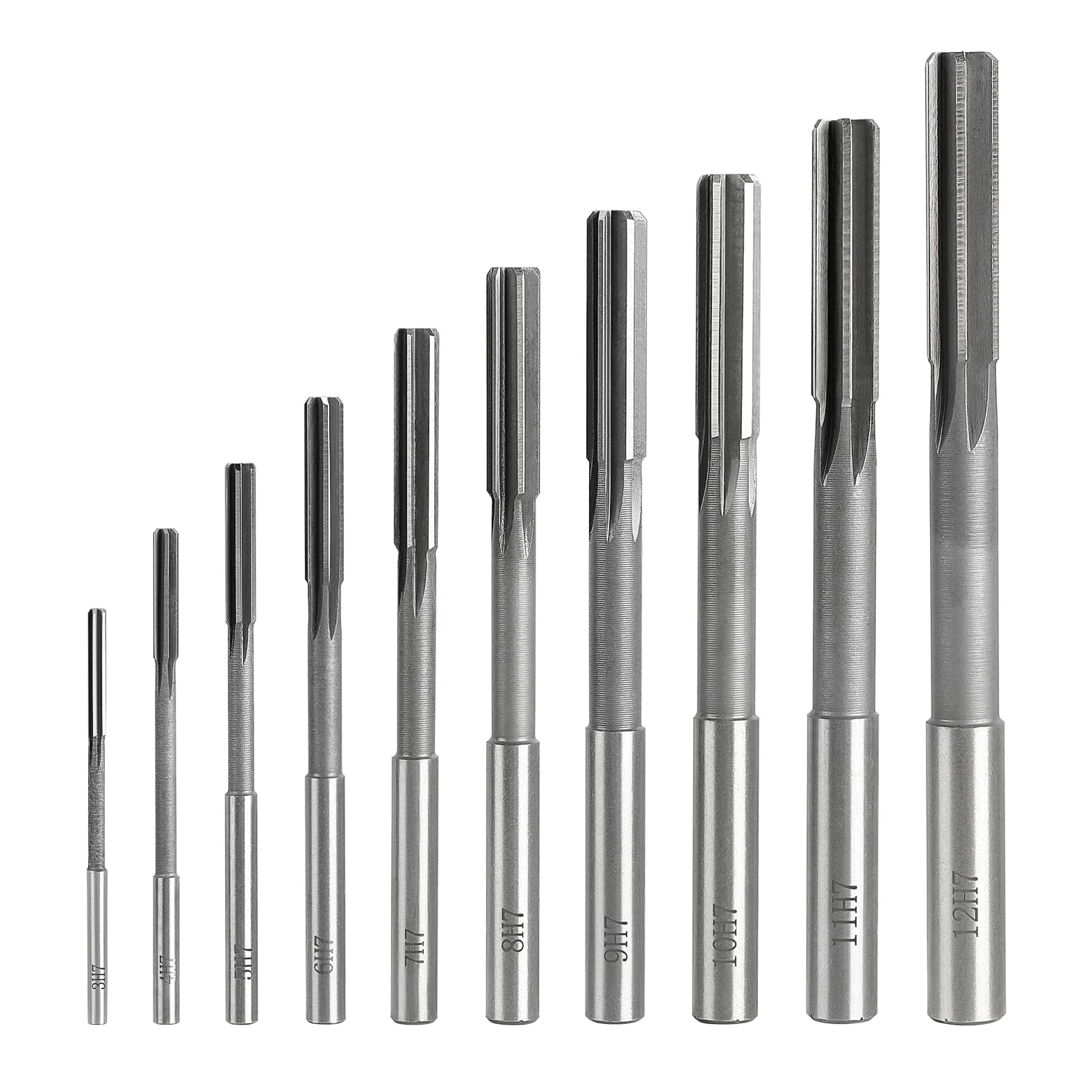 SWAWIS 10 Pezzi H7 Alesatore a Flauto Diritto HSS, 3-12mm Alesatori a Macchina per Lavorazione Legno e Metalli per Migliorare Precisione Nella Lavorazione dei Fori