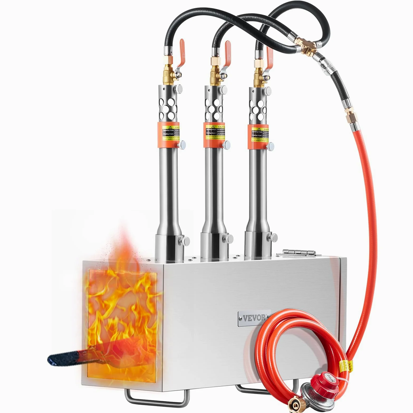 VEVOR Forgia a gas propano portatile, forno a gas quadrato con 3 bruciatori, temperatura max 1427 ℃, utensili e attrezzature per forgiatura a gas in acciaio inox, per colteliere Maréchaux-Ferrants