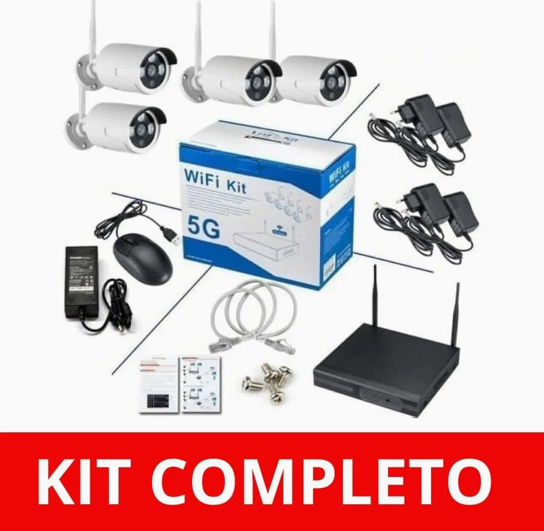 DE ROSA SHOP Kit Videosorveglianza Wireless, HD 4 Telecamere WiFi, Sistema IP Remoto con NVR, Supporto 5G e Connessione LAN, Sistema di Sorveglianza con Rivelazione Movimento.