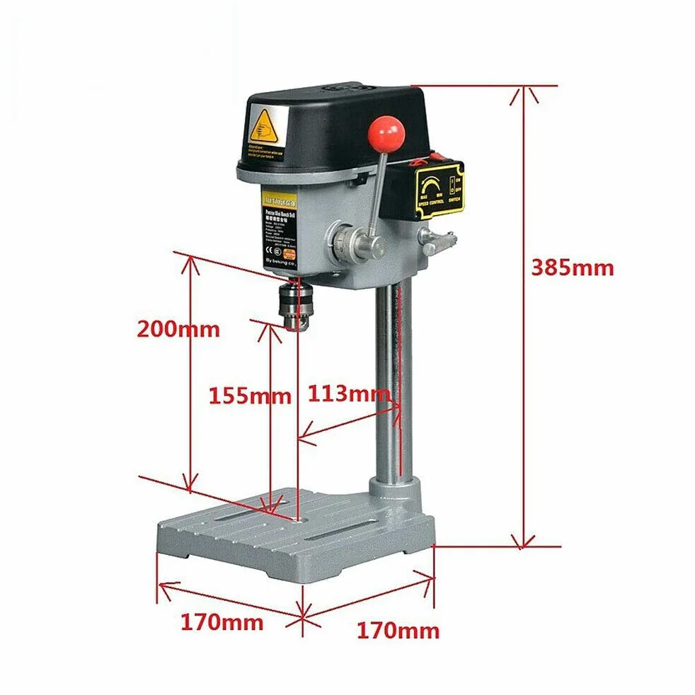Mini trapano a colonna di regolazione della velocità di rotazione Trapano bancario Trapano da banco elettrico Drill Bench Press Stand Base Telaio Bracket Hole Drilling Machine Tavolo Trapano per legno