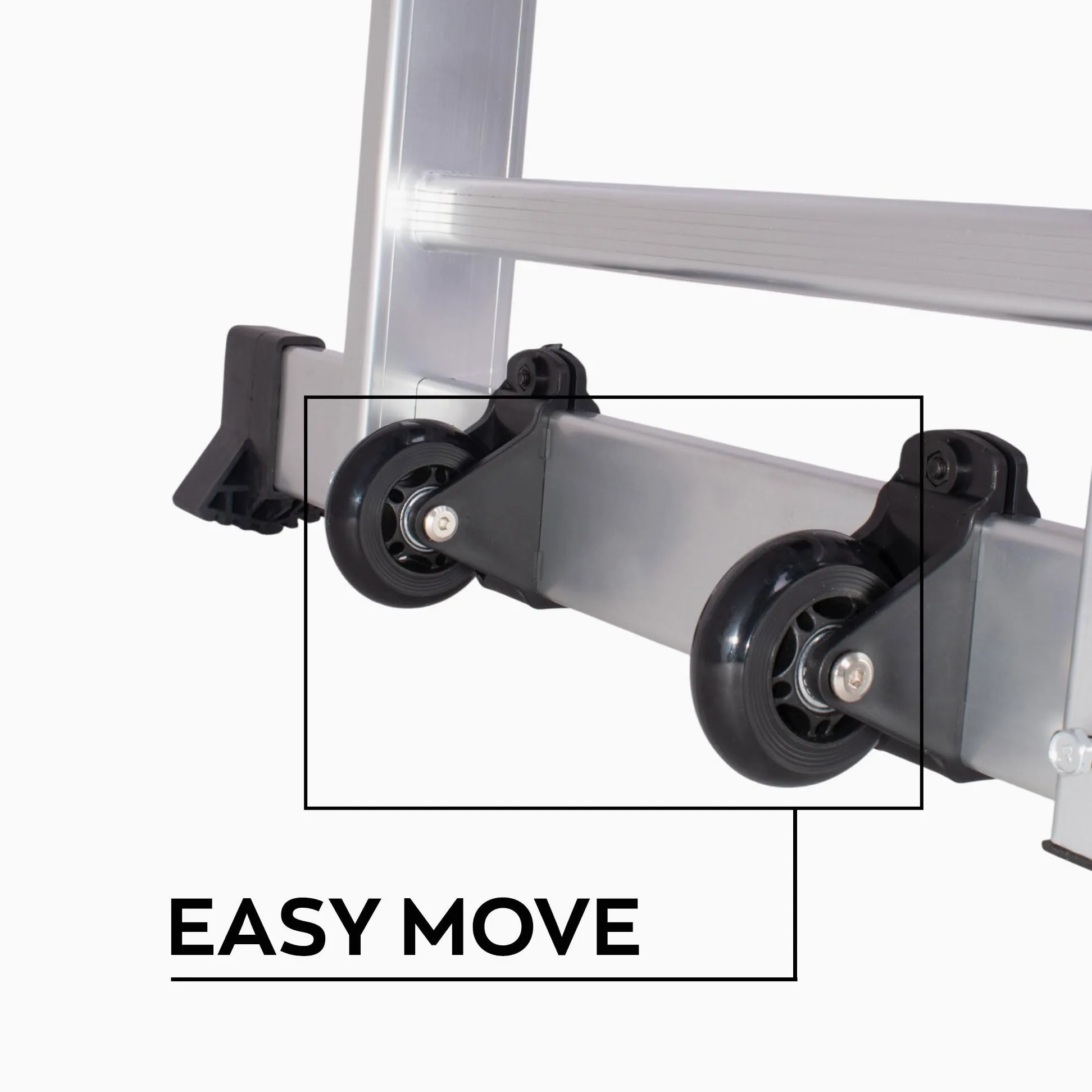 BOUDECH® RIG 100 – Impalcatura Multifunzione Trabattello 3 in 1 H165,5 cm Scala Ponteggio da Lavoro con Ruote in Alluminio Portata max 150 Kg