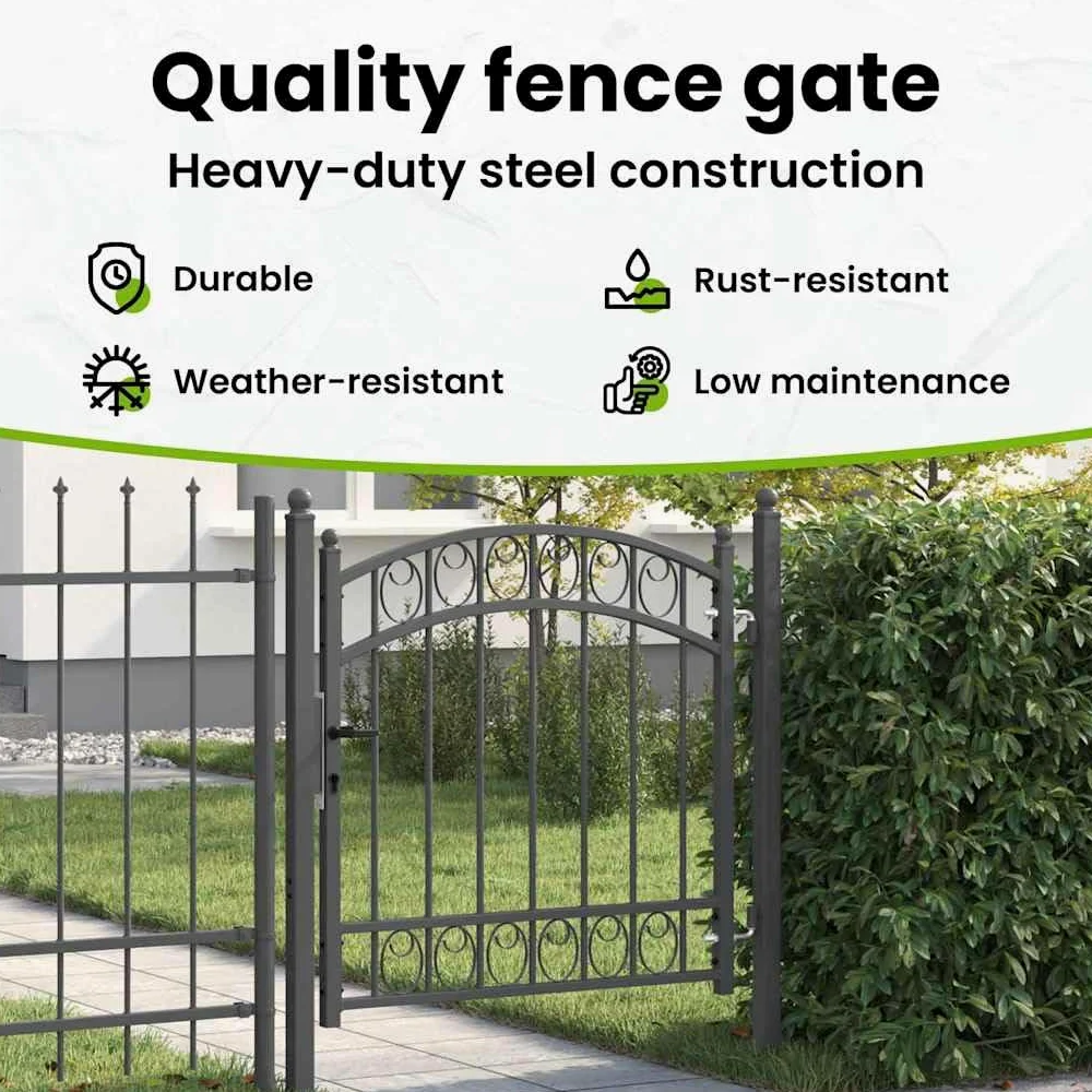 vidaXL Cancello per recinzione EMMEN 100 x 100 cm, Sicurezza per Giardino e Terrazza, Cancello in Acciaio Moderno, Barriera Resistente, Montaggio Facile