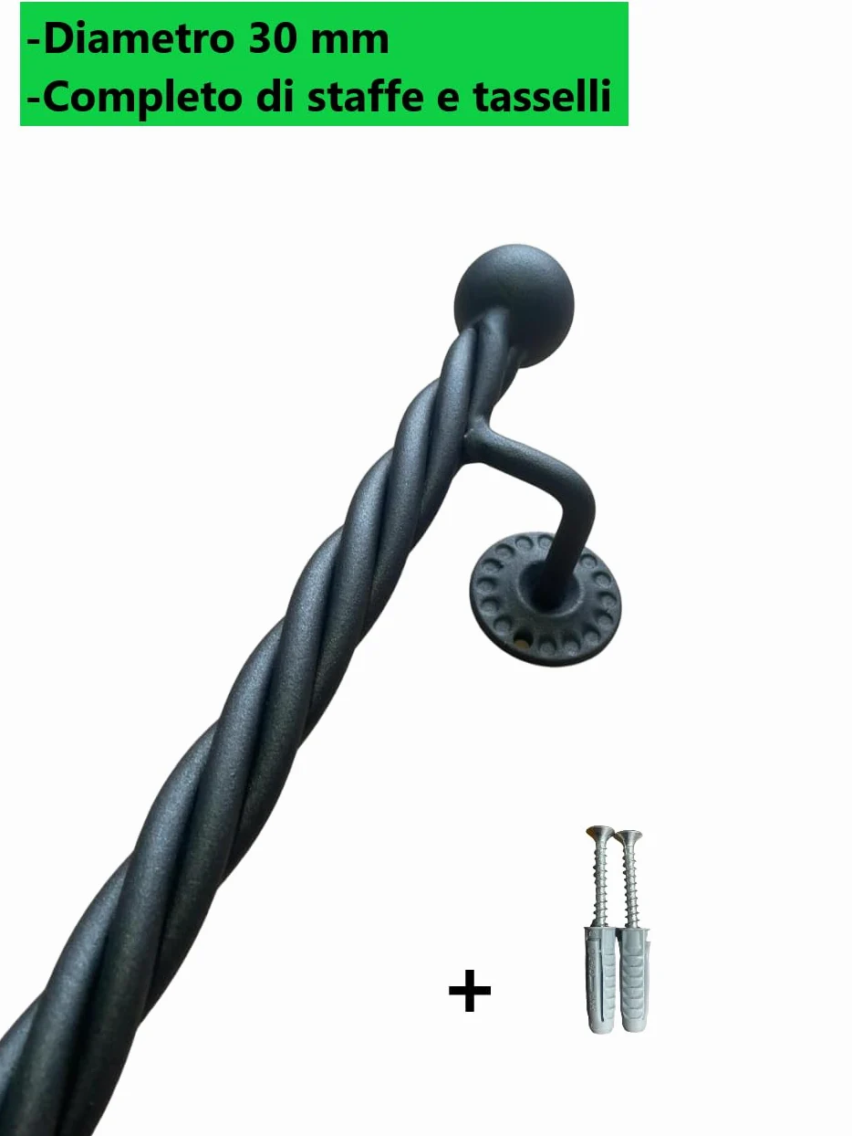 FERMEG Corrimano Liberty diam. 30 mm in ferro con finitura"antracite" | Corrimano in ferro battuto made in Italy | Prodotto fai da te | ideale per uso interno ed esterno (Antracite, 50 cm)