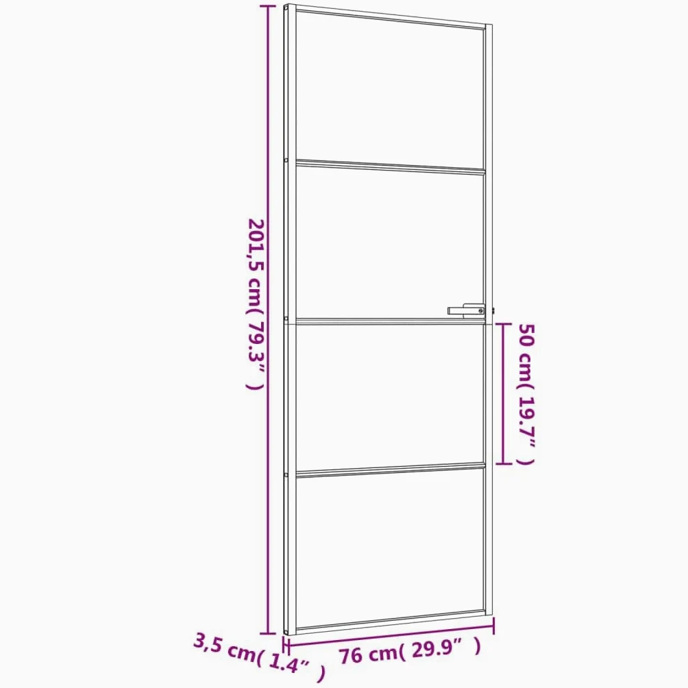 Porta per Interni Nera 76x201,5cm Vetro Temperato e Alluminio,Porta Interna,Porte Da Interno,Porte Interne Casa(SPU:155116)