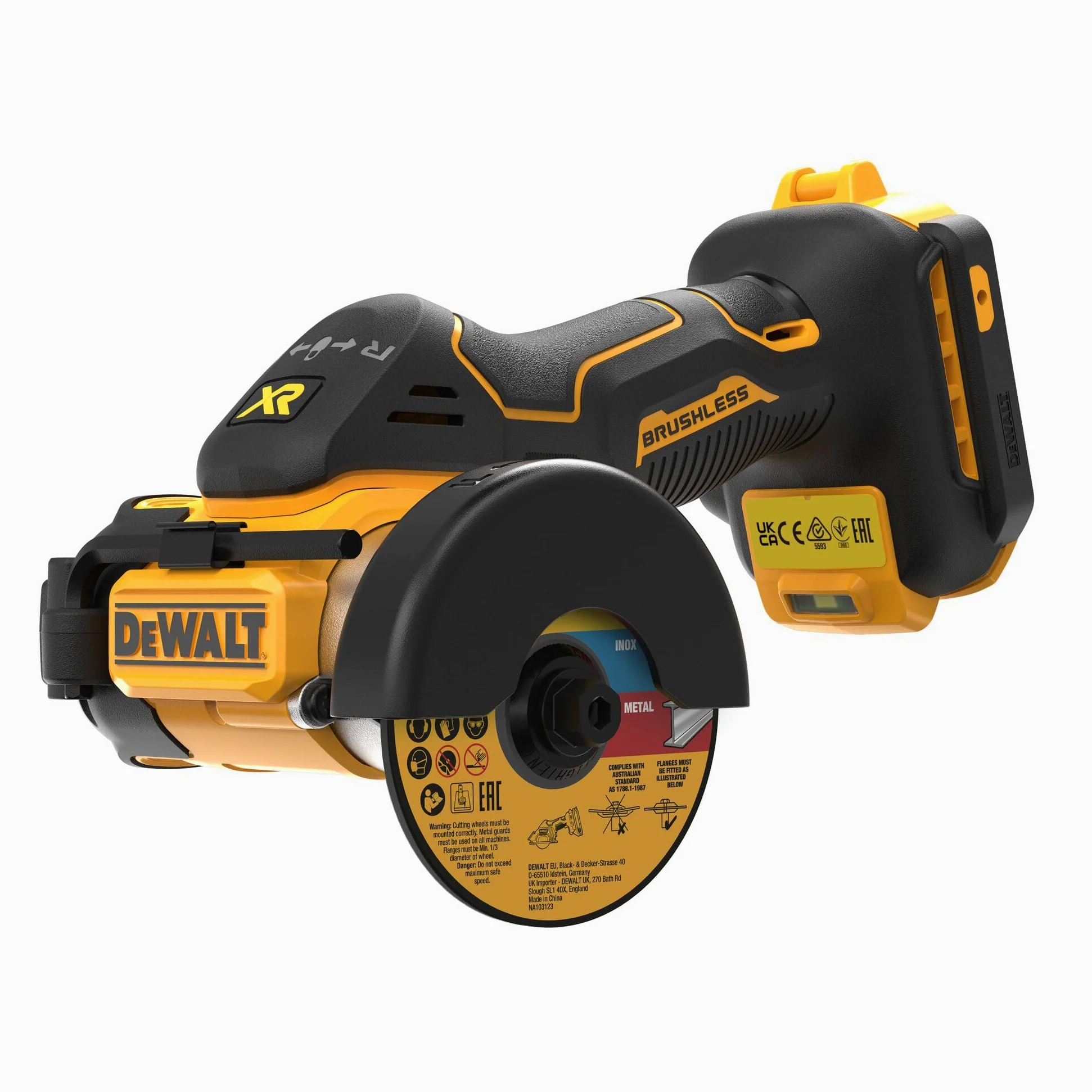 DEWALT DCS438N-XJ Levigatrice angolare (batteria) senza batteria senza ricaricatore con accessori Motore senza spazzole