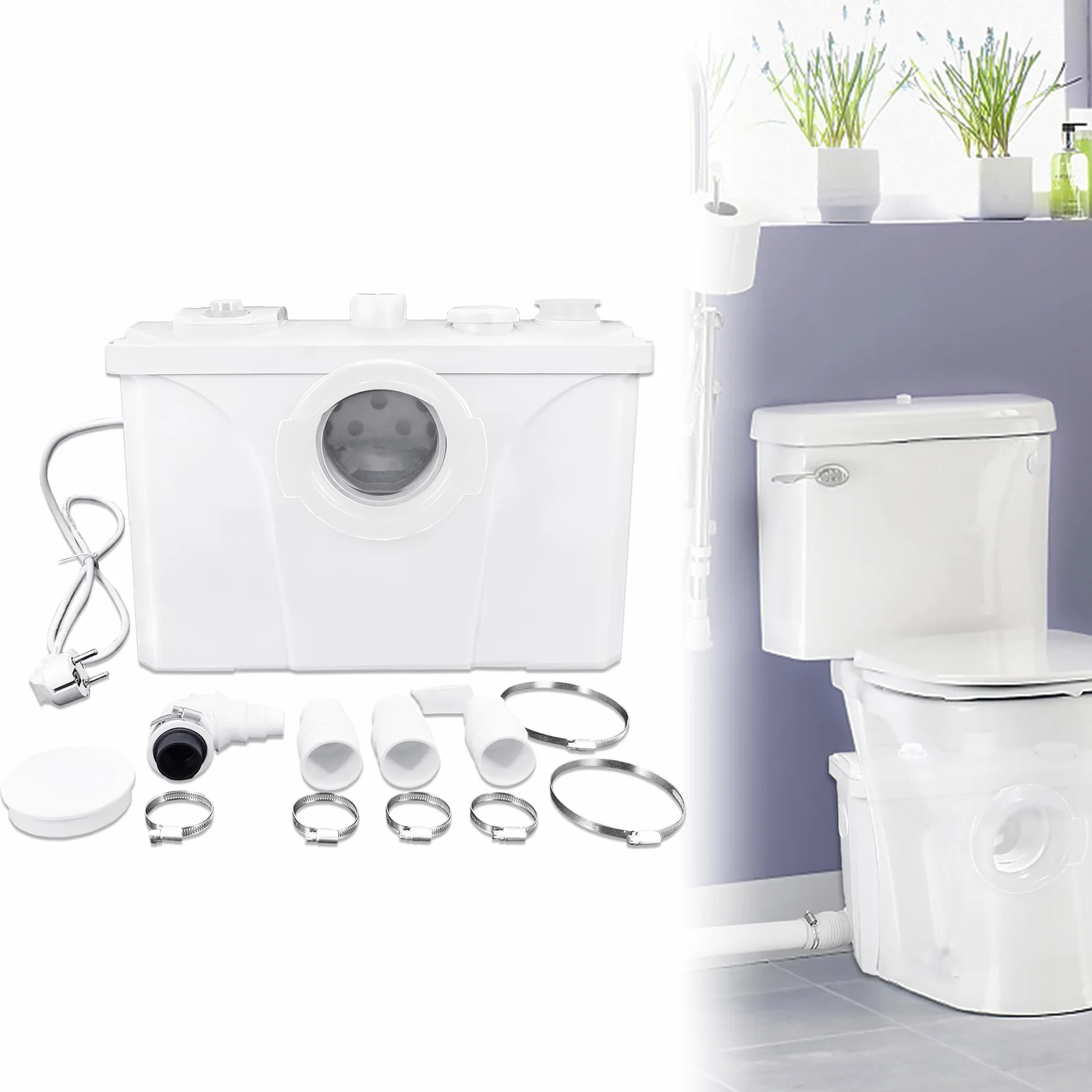 Froadp Pompe per Fognature Sanitarie da 700W Sistema di Sollevamento per uso Domestico Pompa per Fognature, Lavabo da Cucina, per WC e Lavabo, con Filtro a Carbone e Pannello di Servizio Rimovibile