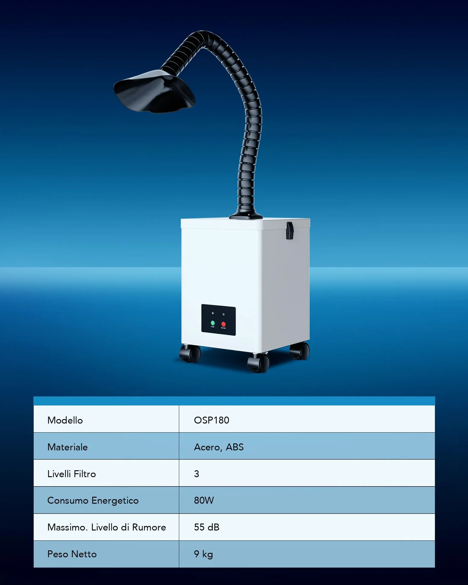 OMTech 80W Estrattore di Fumo con Filtrazione a 3 Stadi per Incisore Laser Saldatura180 m3/h Assorbitore di Fumo con Ruote Purificatore di Fumo per Incisore Laser Saldatura Macchina CNC