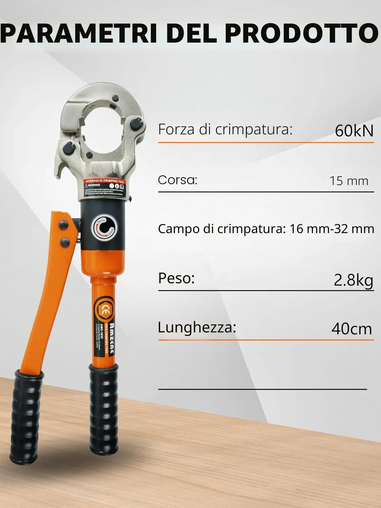 Pinza Professionale per Crimpatura Tubi - Set di 4 Mascelle TH16 TH20 TH26 TH32 Adatto per tubi multistrato, tubi in alluminio-plastica e tubi in plastica.