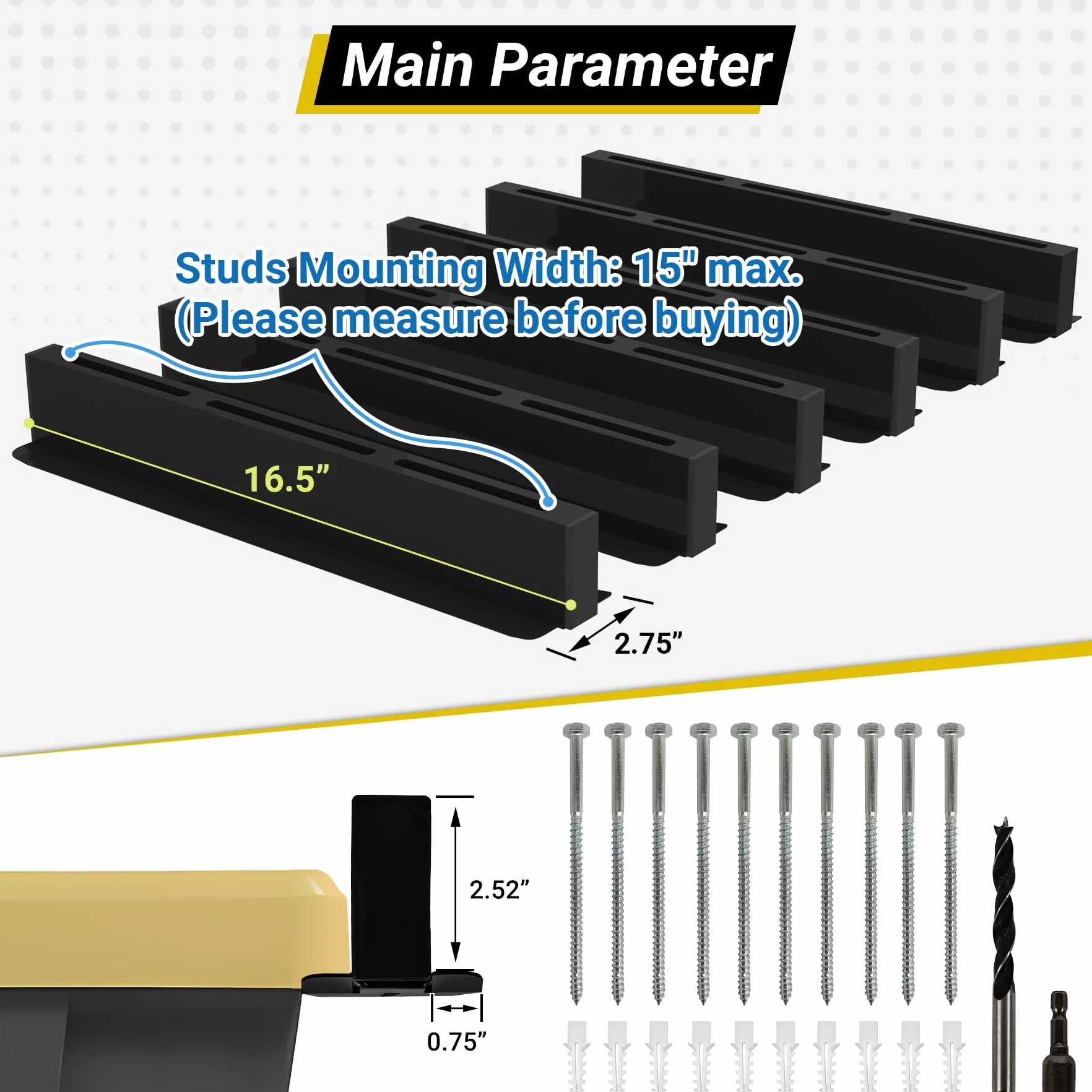 Rack portaoggetti da soffitto per garage a 5 contenitori, resistente, verniciato a polvere, per garage, capannoni, magazzini (6 pezzi, per 5 bidoni)