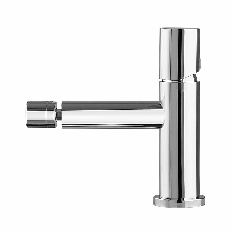 Set miscelatori lavabo alto e bidet cromo in acciaio inox, manopola rotante e indicatori per l’acqua, GEMINI