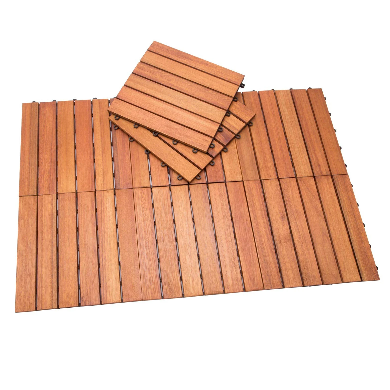 Casaria Piastrelle Legno Eucalipto 44pz Certificato FSC® Mattonelle 4m² ad Incastro 30x30cm Esterno