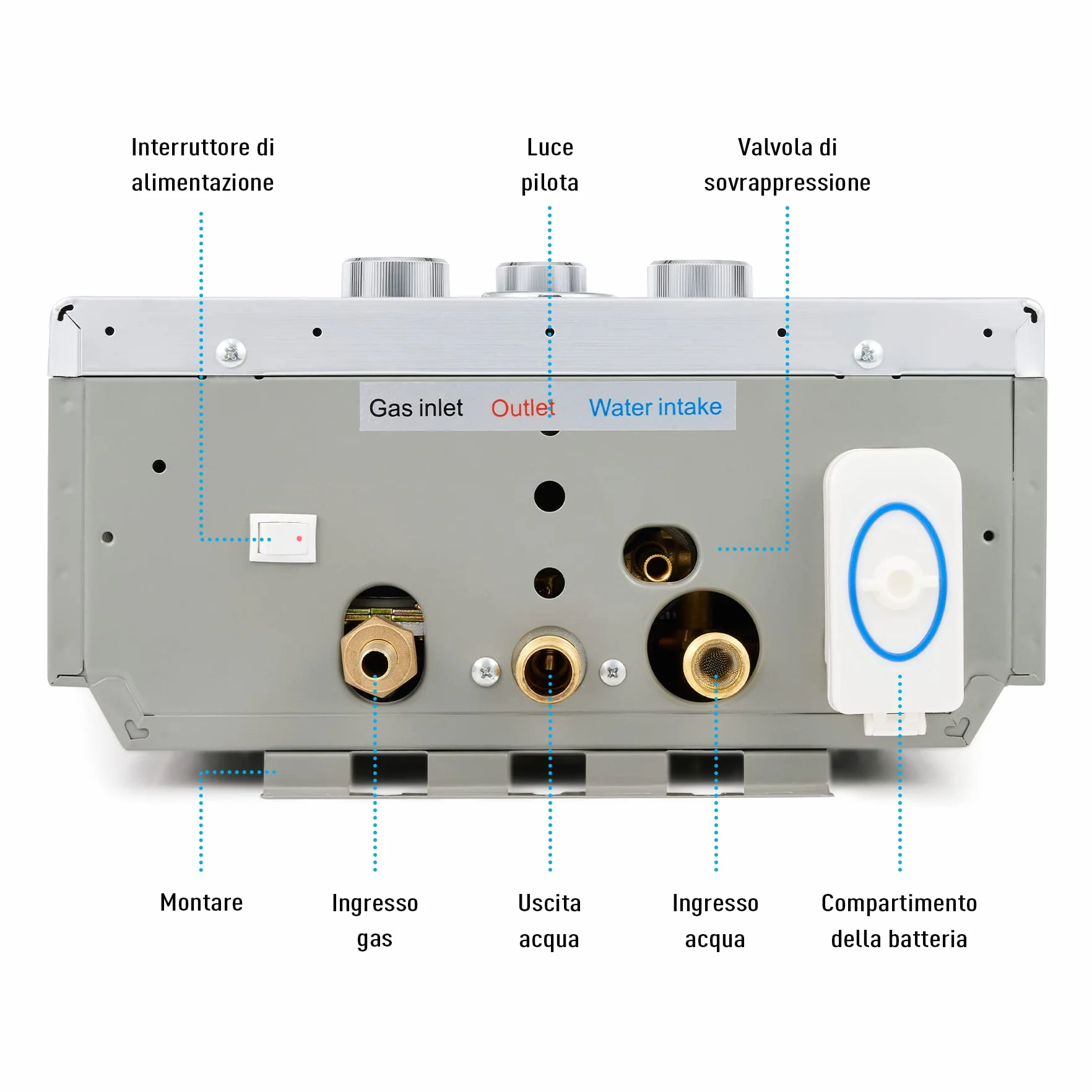 CO-Z Scaldabagno a Gas GPL 18L con Modalità Inverno ed Estate Caldaia a Gas GPL da 30.6 kW a Parete senza Serbatoio Scaldacqua Istantaneo Automatico con Anima in Rame e Display a LED (18L)