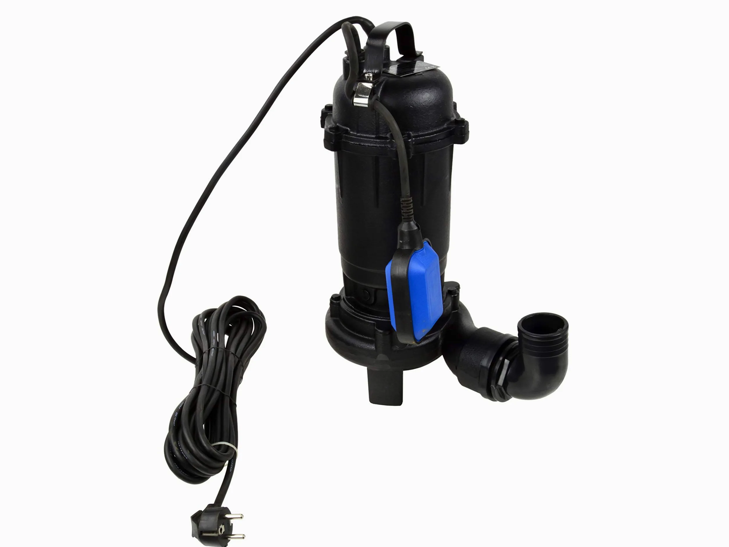 Pompa Sommersa per Acque Scure Con Trituratore e Interruttore Galleggiante - WQD 750W, 20.000L/h, Prevalenza Max. 8m - Corpo in Ghisa