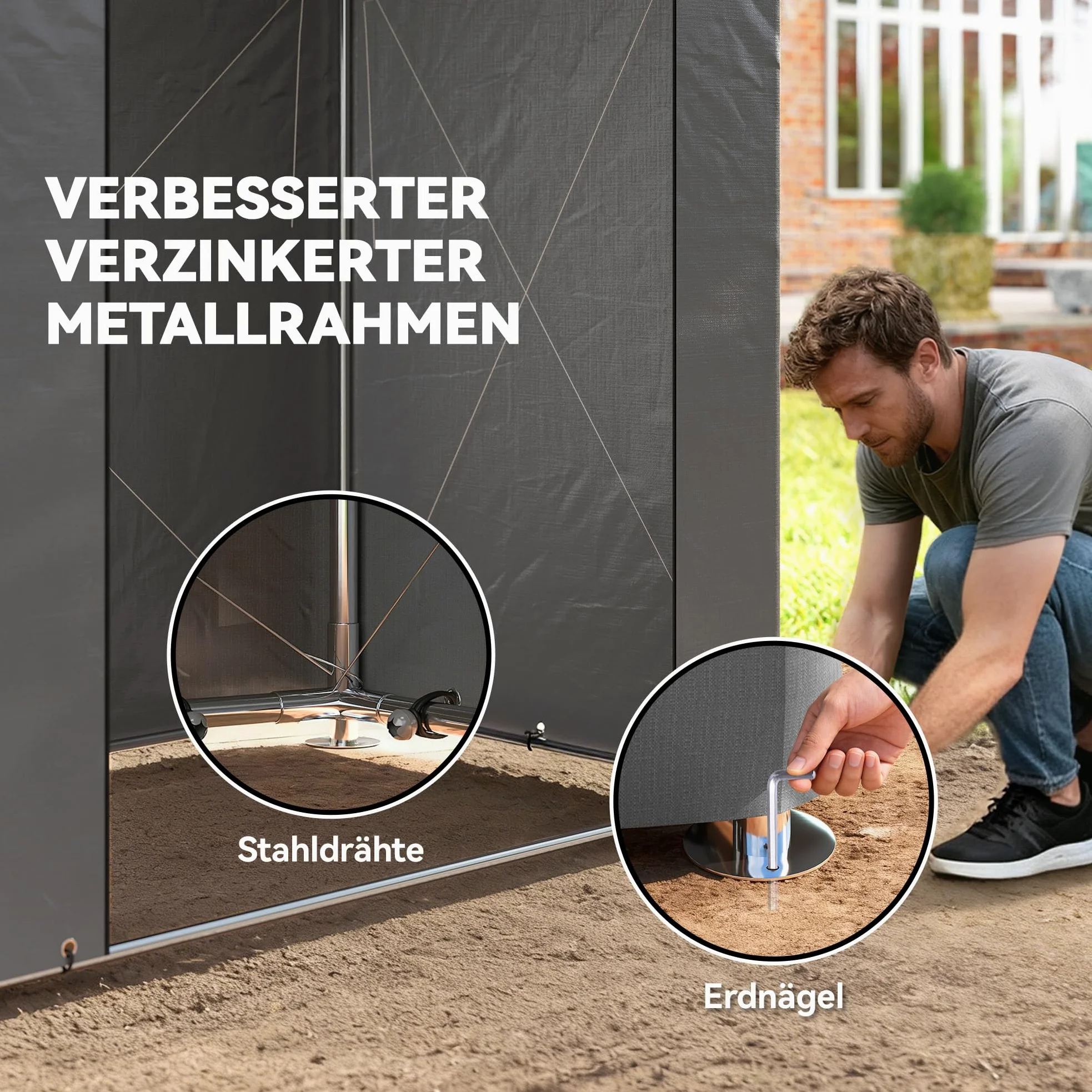 Outsunny Tenda da Garage Impermeabile 1,9x1,2 m con Tetto a Falda Unica, Porta con Cerniera Avvolgibile, Finestra con Telaio Metallico Rinforzato, Resistente ai Raggi UV