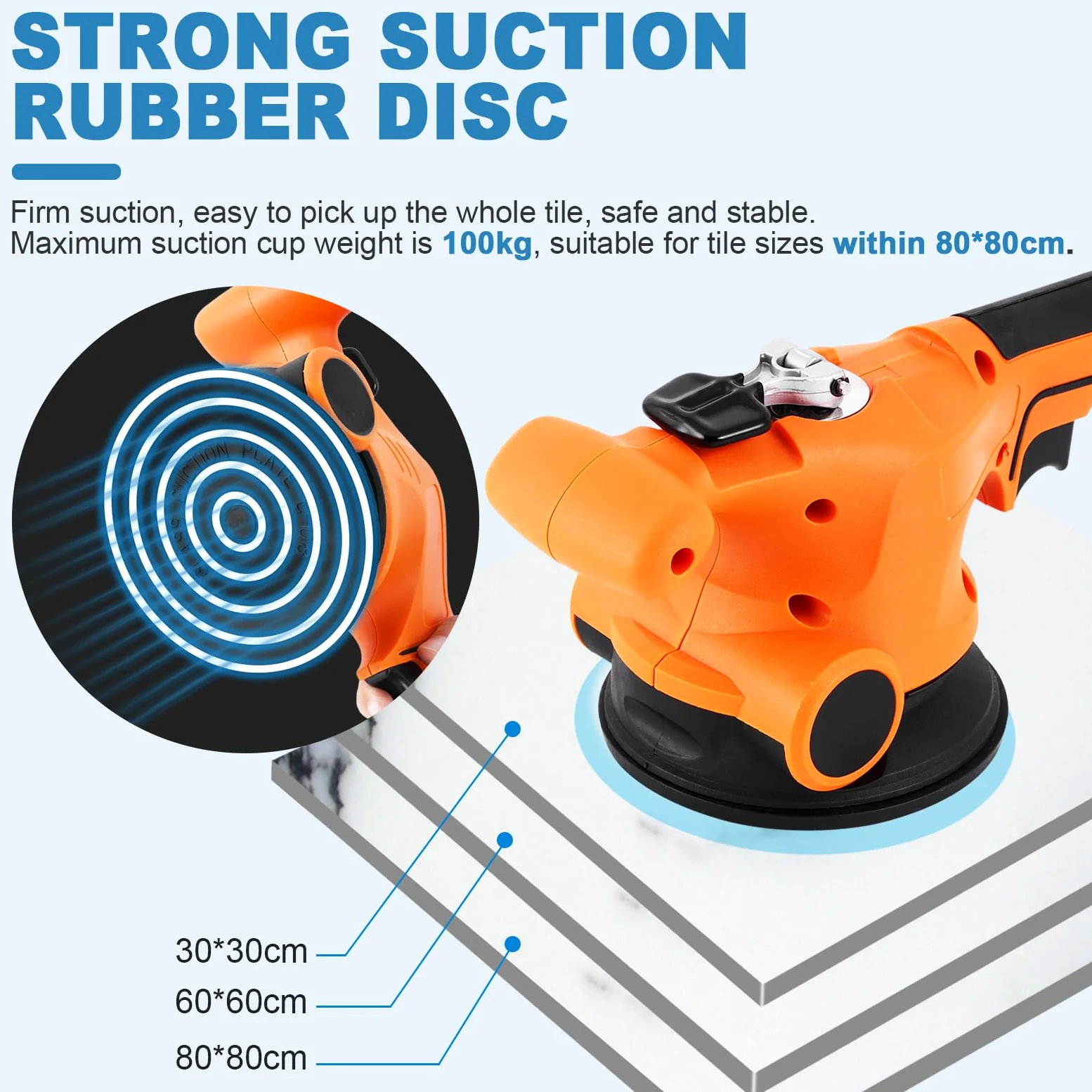 MXBAOHENG Vibratori per Piastrelle a Batteria 12000VPM Capacità di carico100kg Vibratore per Piastrelle 3 ingranaggi Piastrellatrice elettrica per piastrelle adatto per piastrelle 30-80cm(2 batterie）