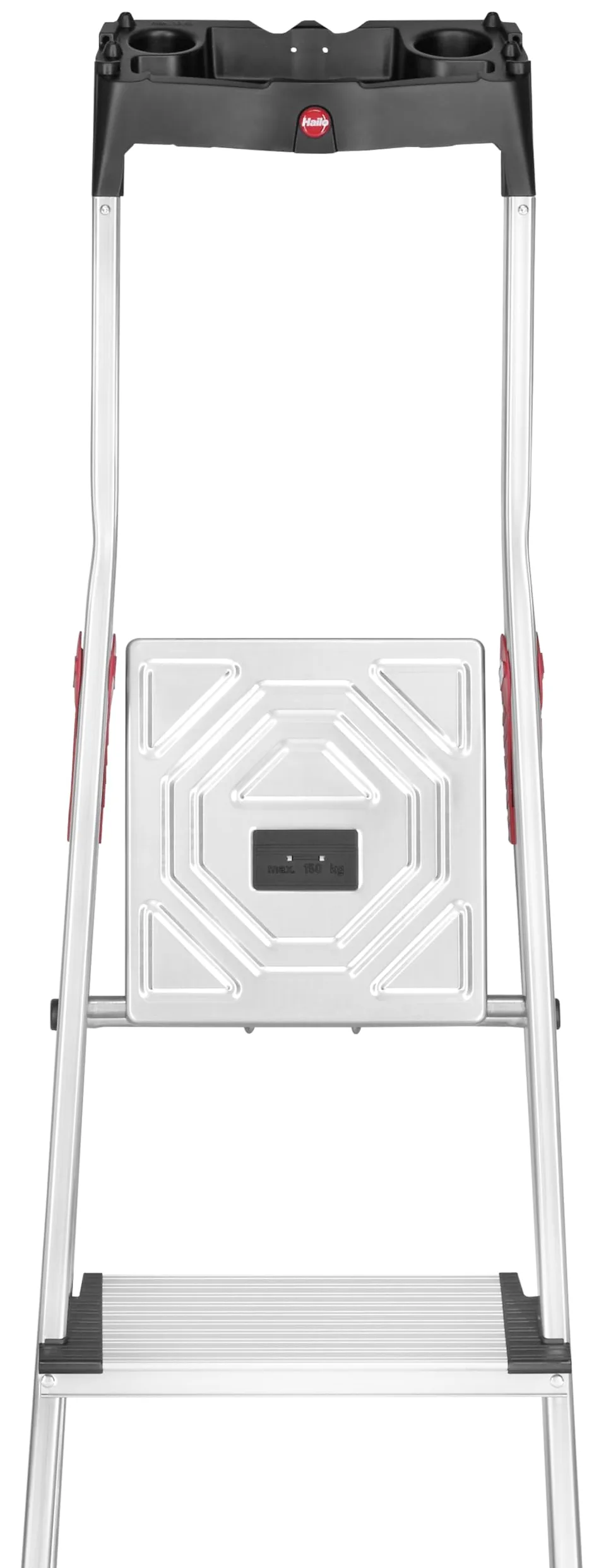 Hailo XXL Scala in Alluminio, 5 Gradini, con Piattaforma, Domestica, Bianco e Rosso