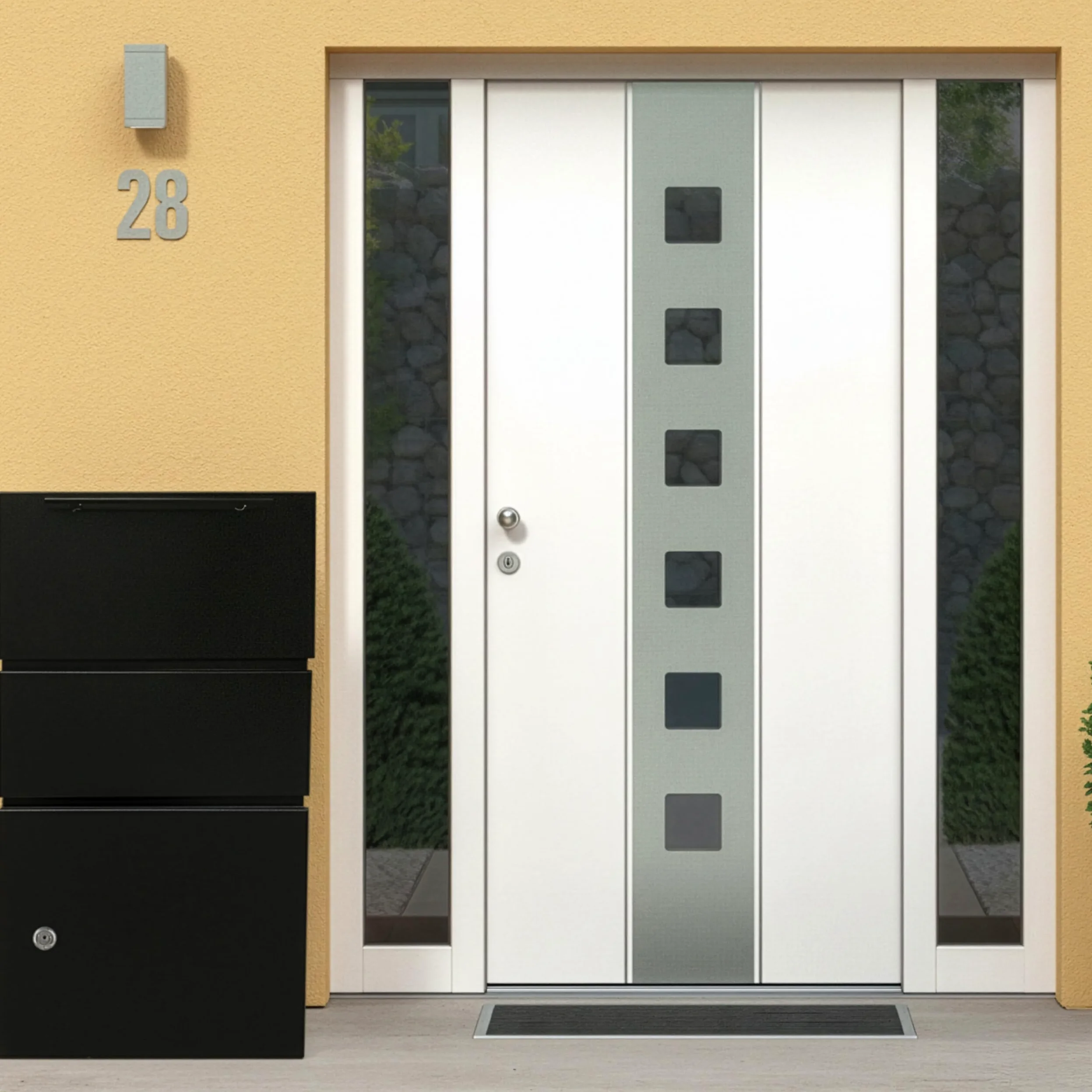 Relaxdays Cassetta Postale per pacchi, con sportello di Inserimento, 4 Chiavi, HxLxP: 82 x 44 x 22 cm, Ferro, Nera