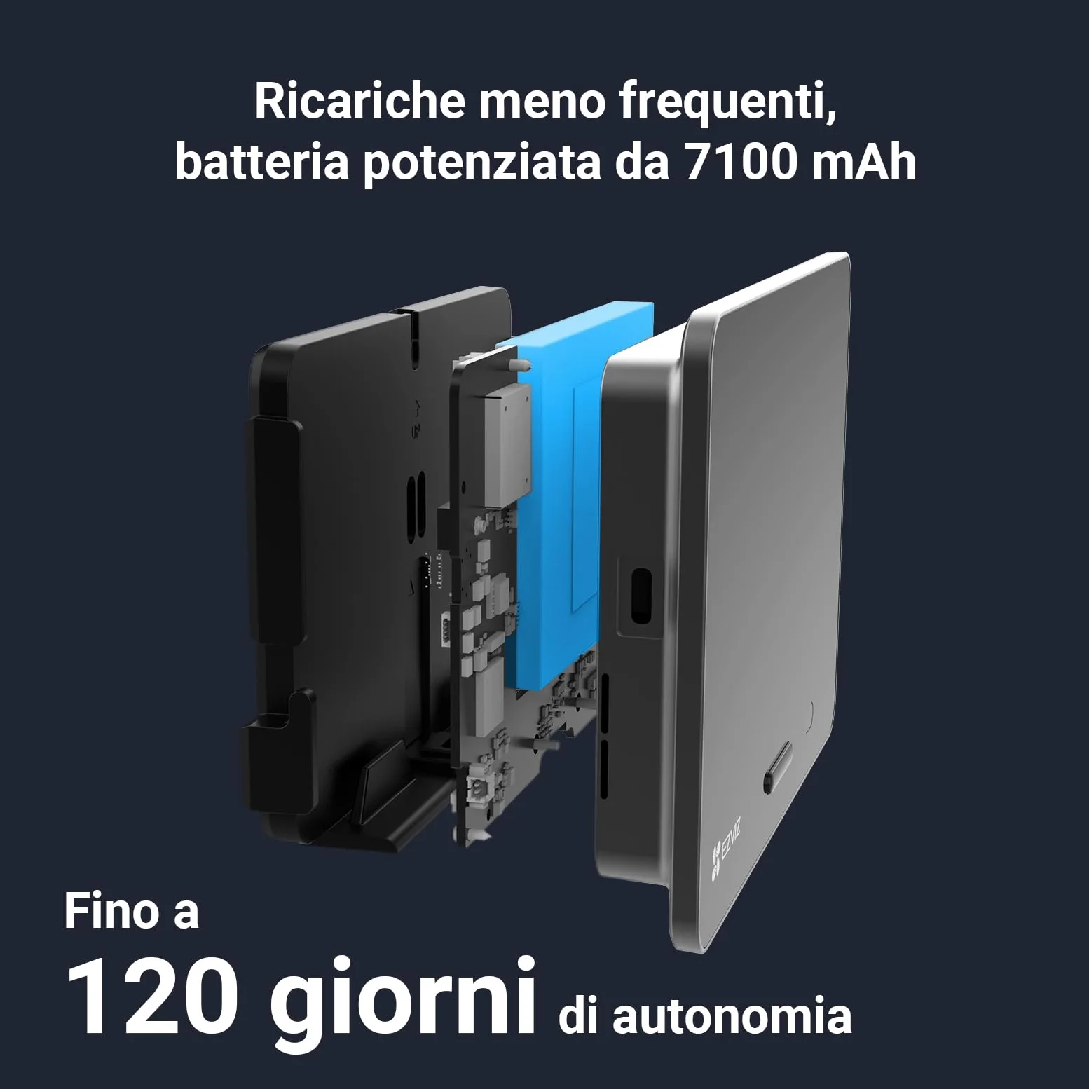 EZVIZ EP4 Spioncino Digitale WiFi 4K con Schermo Touch da 5,5", Batteria 7100mAh, Riconoscimento Facciale AI, Audio Bidirezionale, Visione Notturna, Rilevamento PIR, Supporta MicroSD 512GB, Argento
