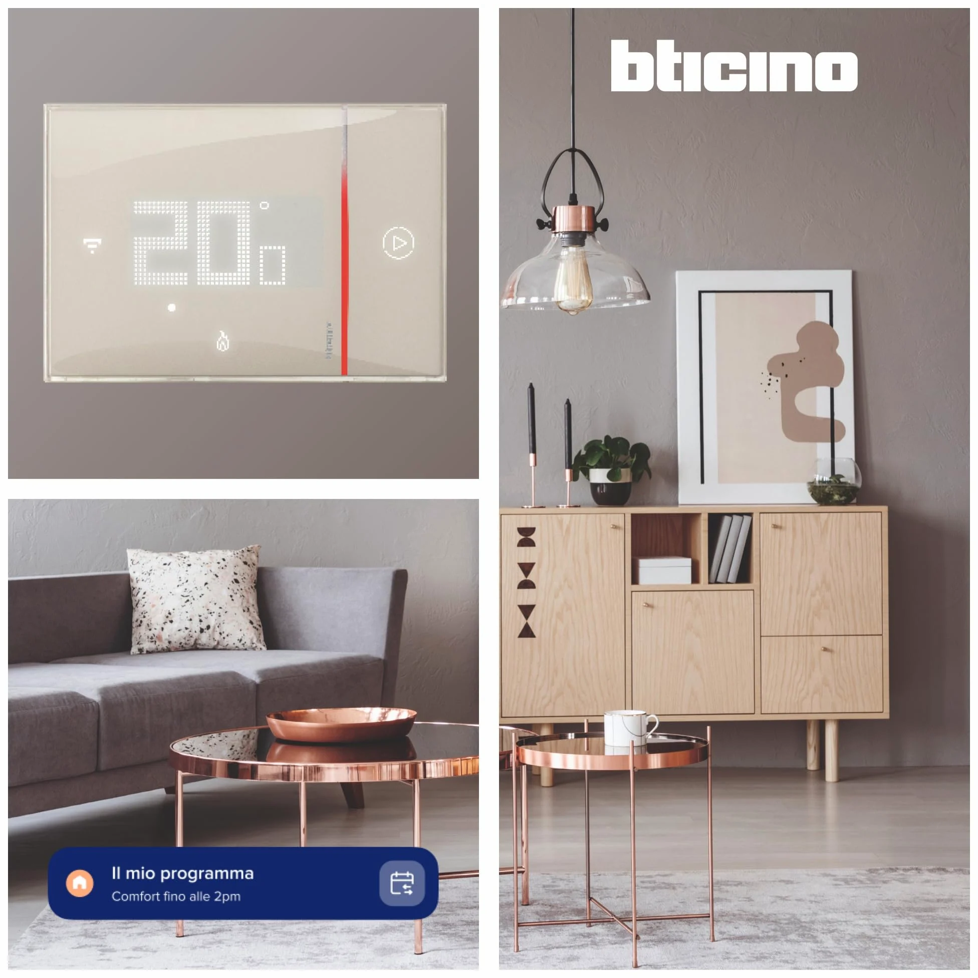 BTICINO SXM8002 Termostato WiFi Smarther2 with Netatmo, Termostato Caldaia da Incasso, Controllo anche da Remoto con App, Alexa, Google Assistant, Apple HomeKit, Programmabile, Risparmio Energetico