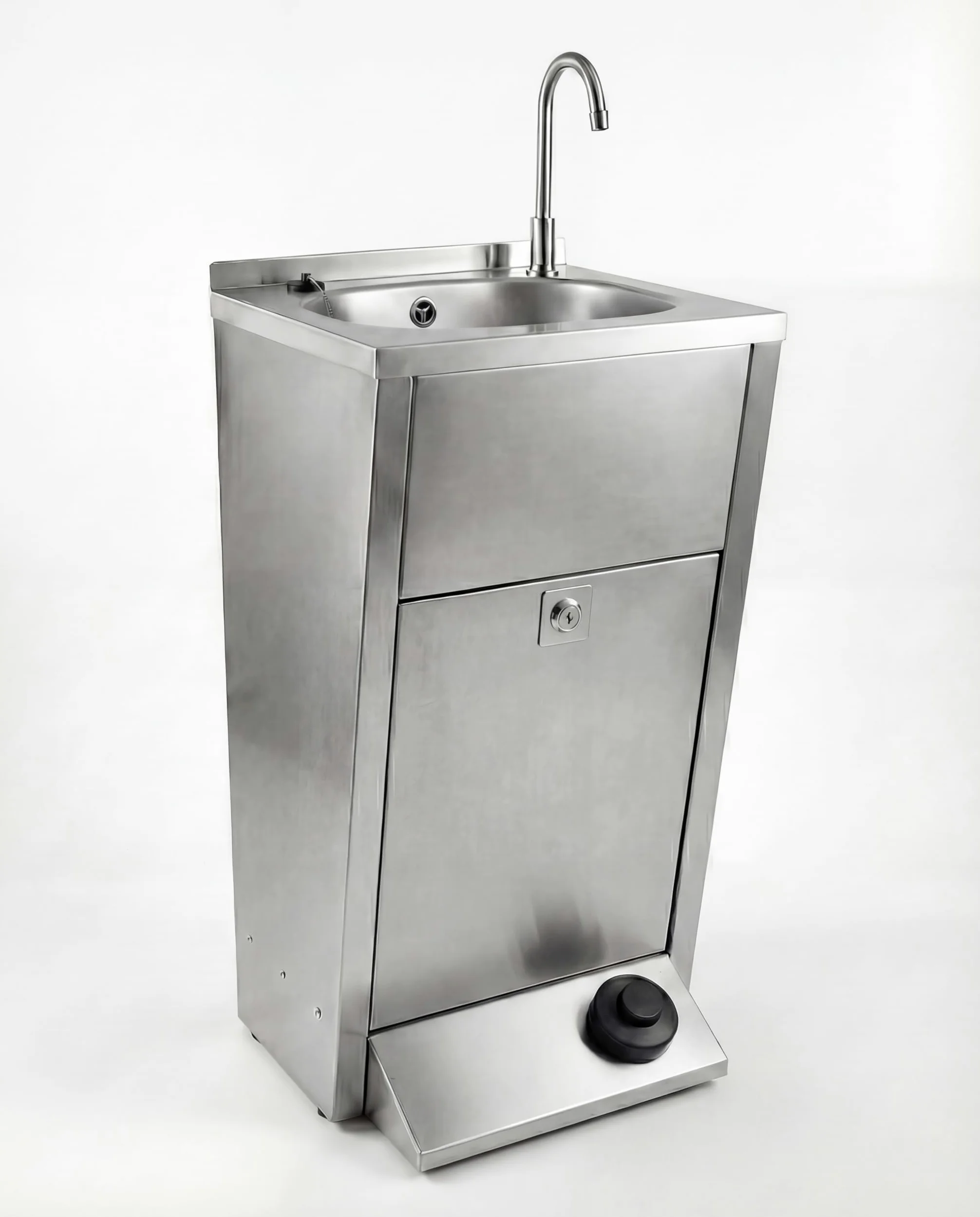 Express Water Silver, Lavandino Lavabo Lavello, Portatile Autonomo Trasportabile, con Serbatoio d'Acqua, in Acciaio Inox, con Comando a Pedale, Certificato per ASL, per Negozi e Studi Medici
