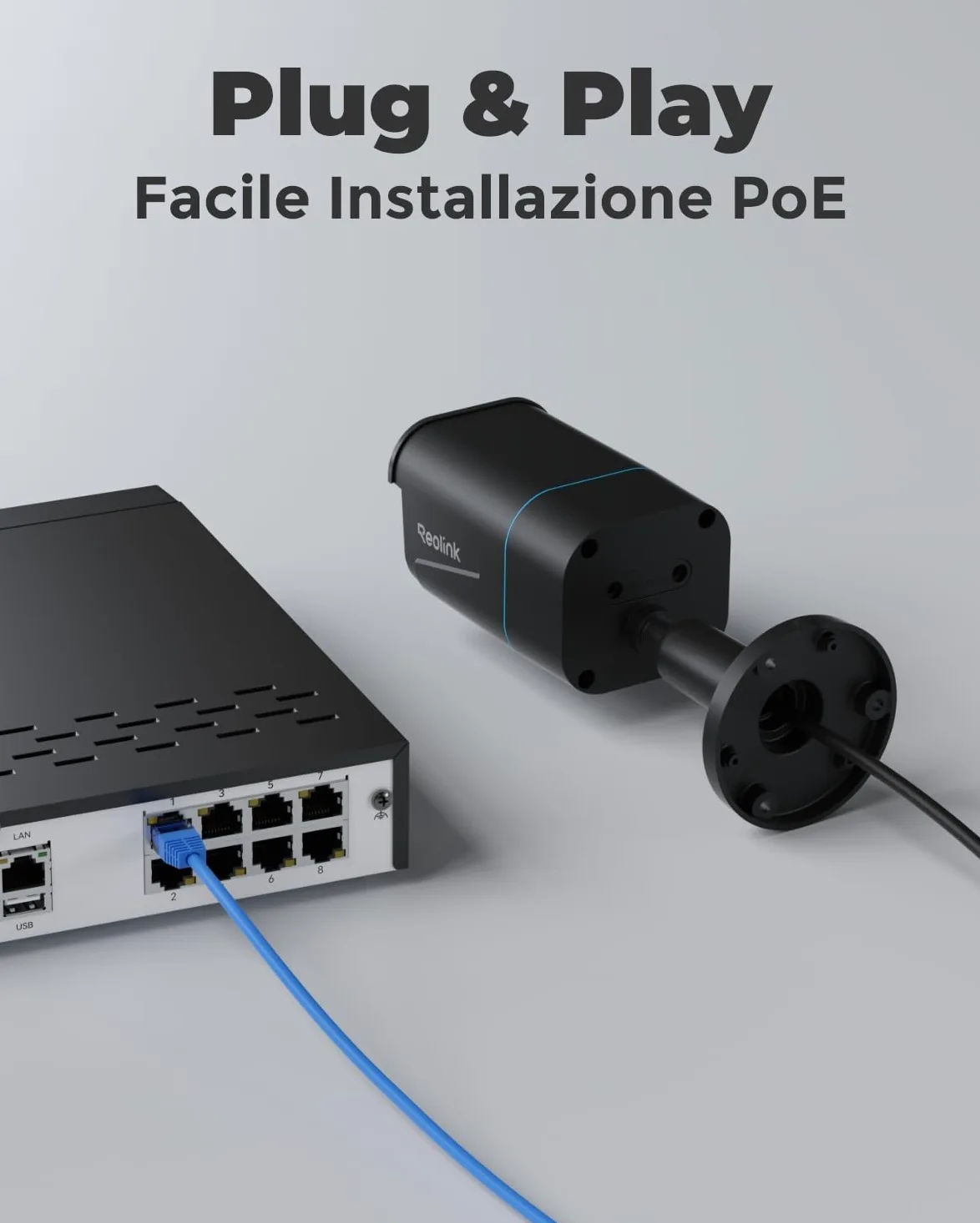 Reolink 4K PoE Kit Videosorveglianza Esterno, Rilevamento di Uomo/Veicolo, NVR 8CH 2TB + 4x Telecamere da Esterno, Visione Notturna Infrarossa, Espandibile a 16TB, Impermeabile IP67, RLK8-800B4 (Nero)