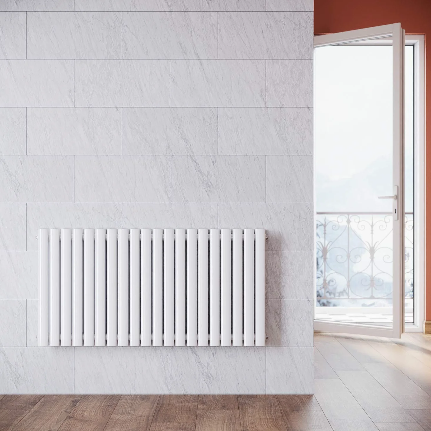 ELEGANT - Radiatore a pannello, a doppio strato, per bagno, salotto, radiatore orizzontale