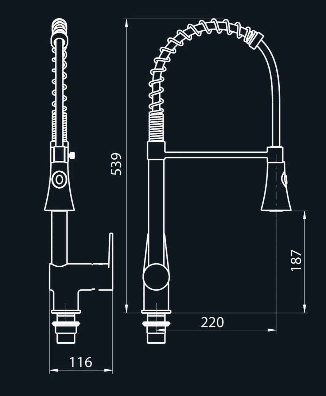BAGNOCLIC | Miscelatore cucina industriale | Acciaio inox, leva lunga, doccetta con leva | Controllo preciso, installazione semplice | Rubinetto professionale versatile