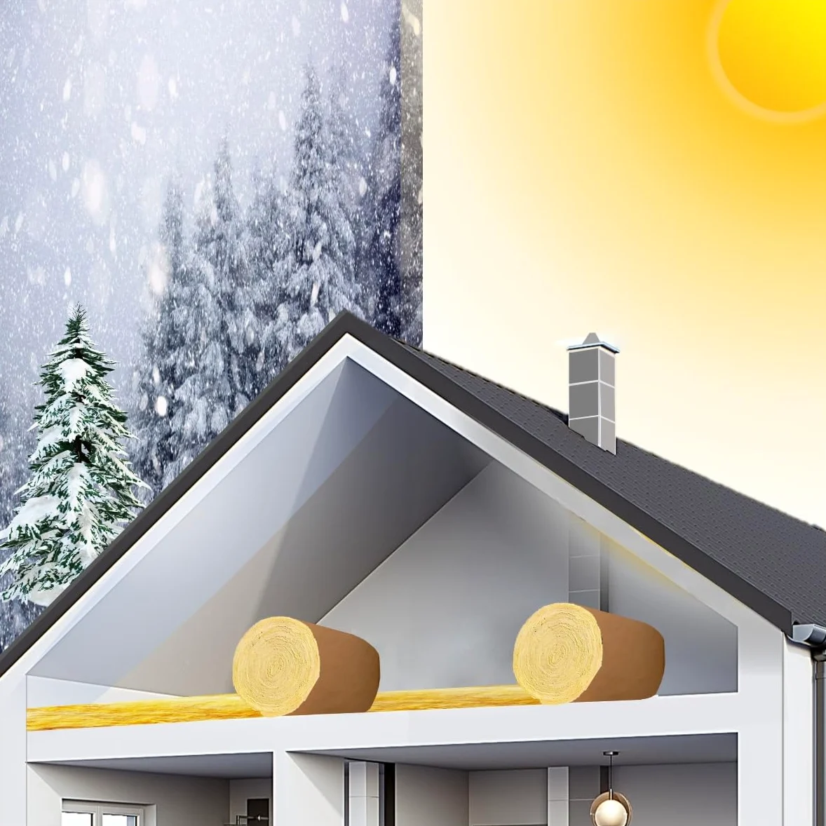 FUTURAZeta® - Isolamento Caldo e Freddo Lana Isolante Inverno - Estate Spessore 6 cm Rotolo 15 mq Isolamento Termico Coibentazione Soffitto