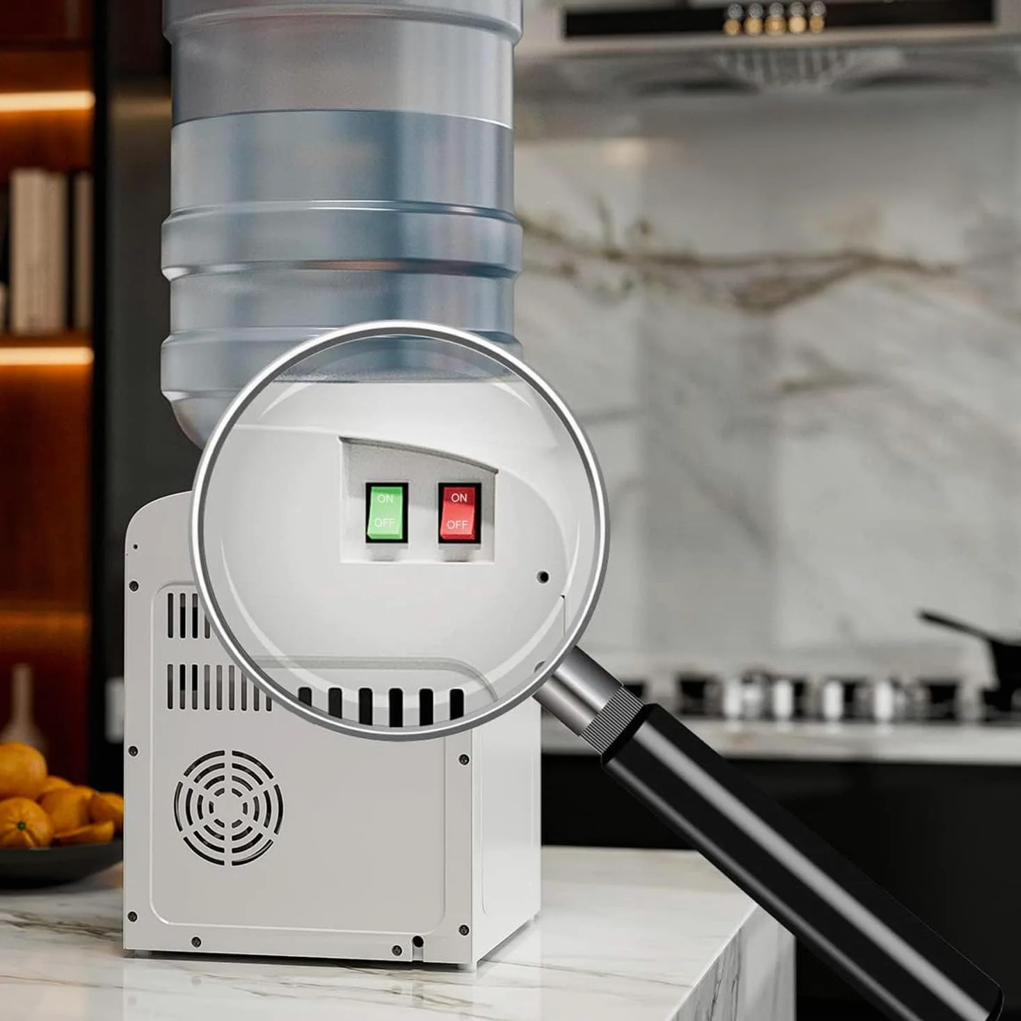 Avilia Erogatore d'Acqua Elettrico - Distributore Acqua a 2 Temperature con Riscaldamento 500W, 0.5L, e Raffreddamento 70W, 1.5L, in ABS e Acciaio Inox, 29x38x28cm