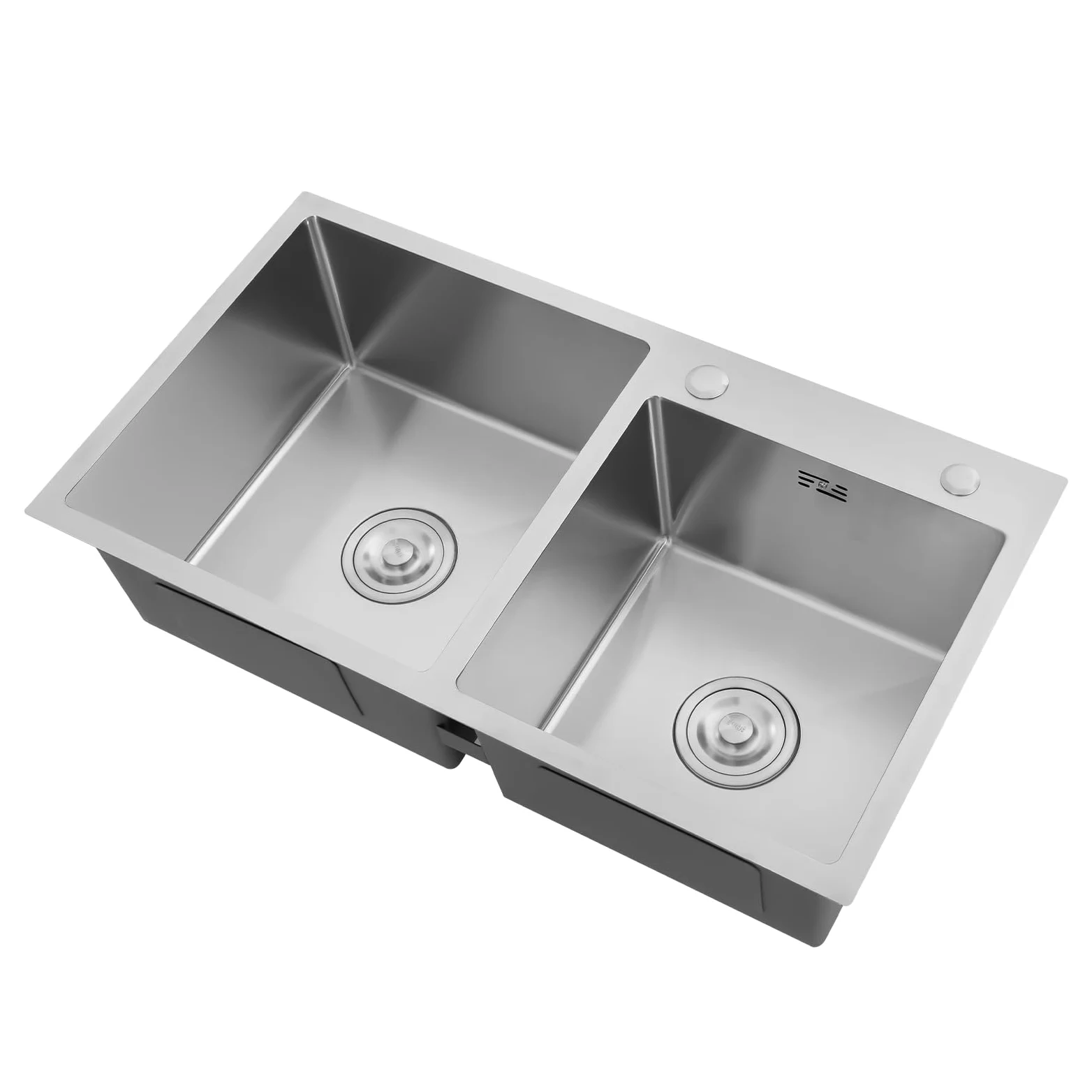 Lavello da incasso in acciaio inox, 2 vasche da cucina, 78 x 43 x 21 cm, con scolapiatti e filtro di drenaggio per garage, lavanderie, cantine, bar, cucine e cortili