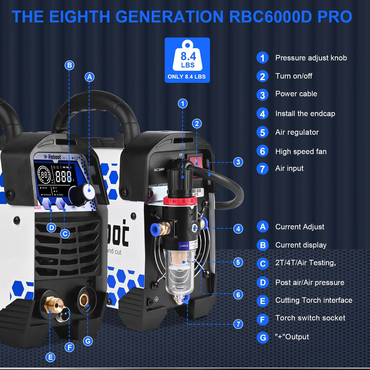 Reboot Taglierina al plasma 60Amps Tocca 240V IGBT Arc Inverter Digital Plasma Cutter, 1/2 pollici taglio pulito, aggiornamento CUT60 Plasma Cutter macchina