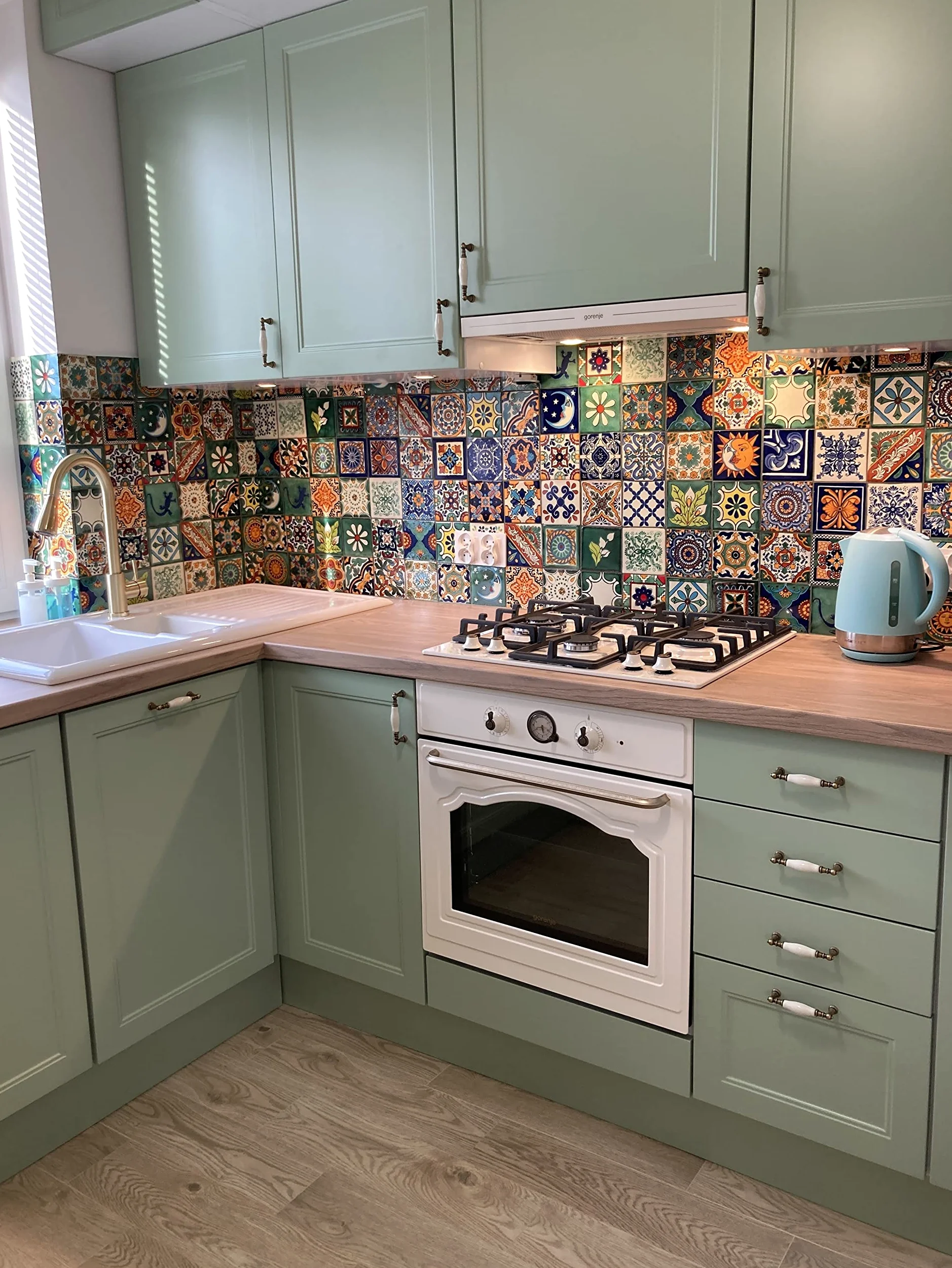 Cerames Piastrelle Mosaico Messicane Horacio – 30 ceramiche mattonelle messicane decorative per bagno, doccia, scale, parete posteriore della cucina | Tessere mosaico ceramica 10,5x10,5 cm